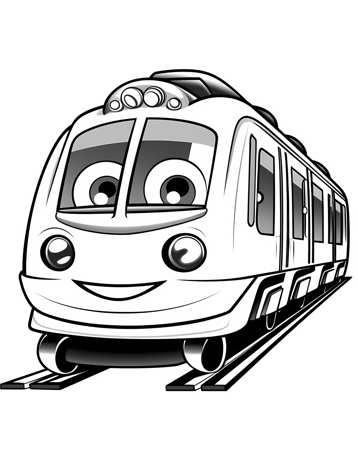 Light rail train for kids coloring page on white color background #31947