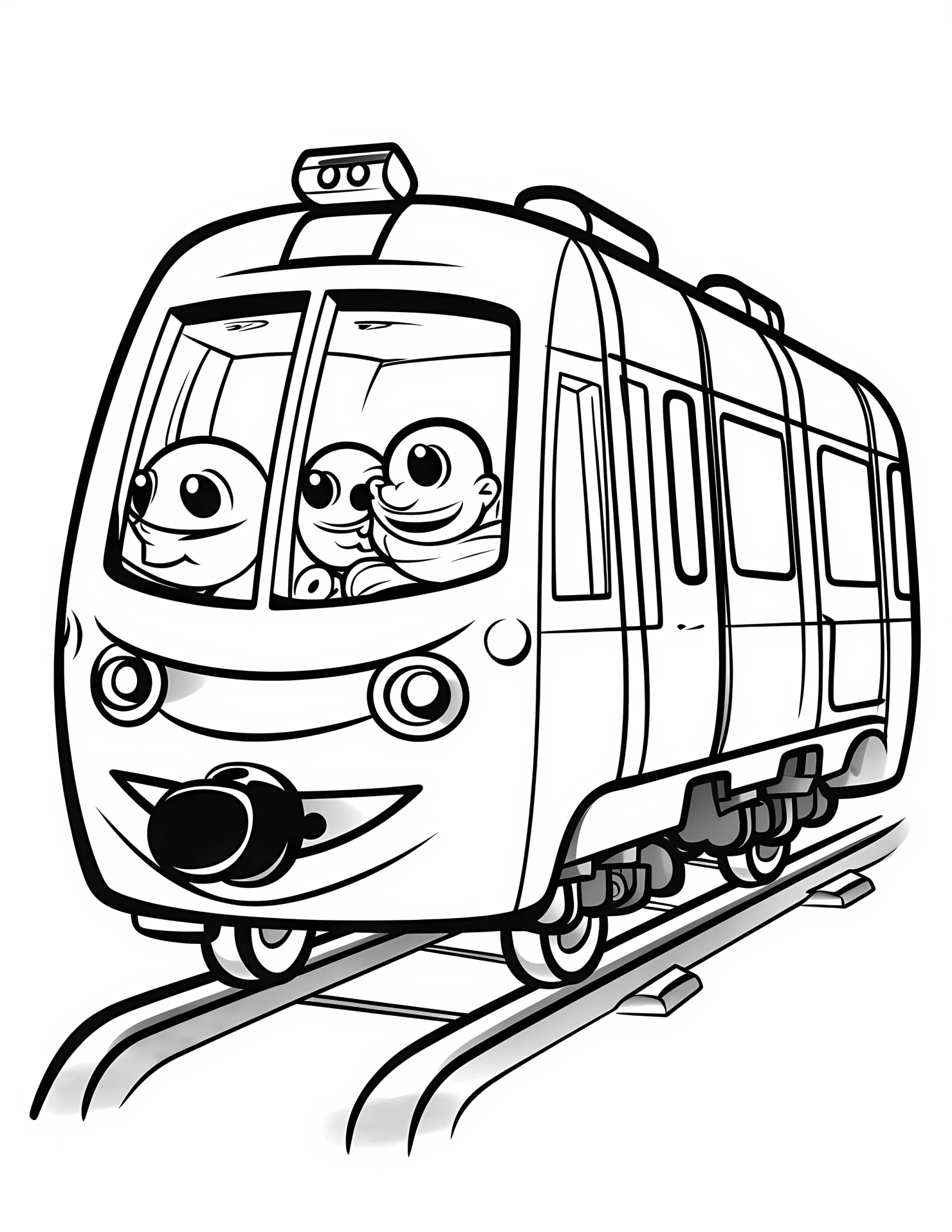 Light rail train for kids coloring page on white color background #31948
