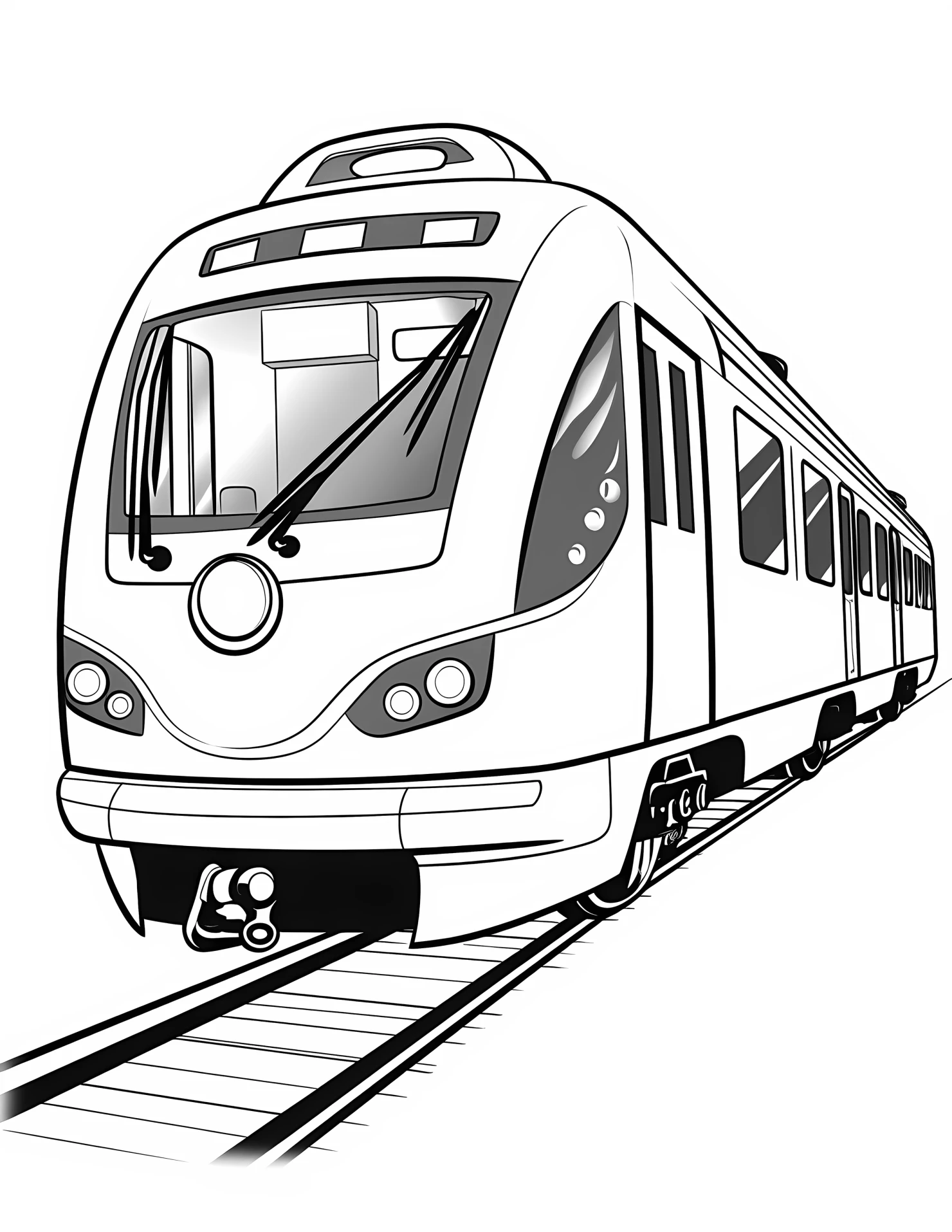 Light rail train for kids coloring page on white color background #31949