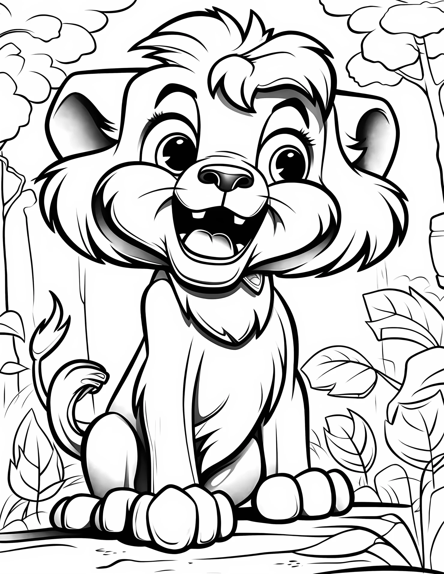 Lion for kids coloring page on white color background #31974