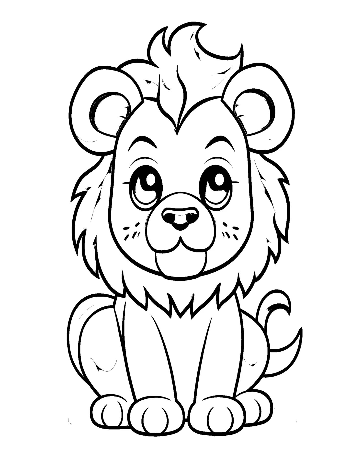 Lion for kids coloring page on white color background #31978