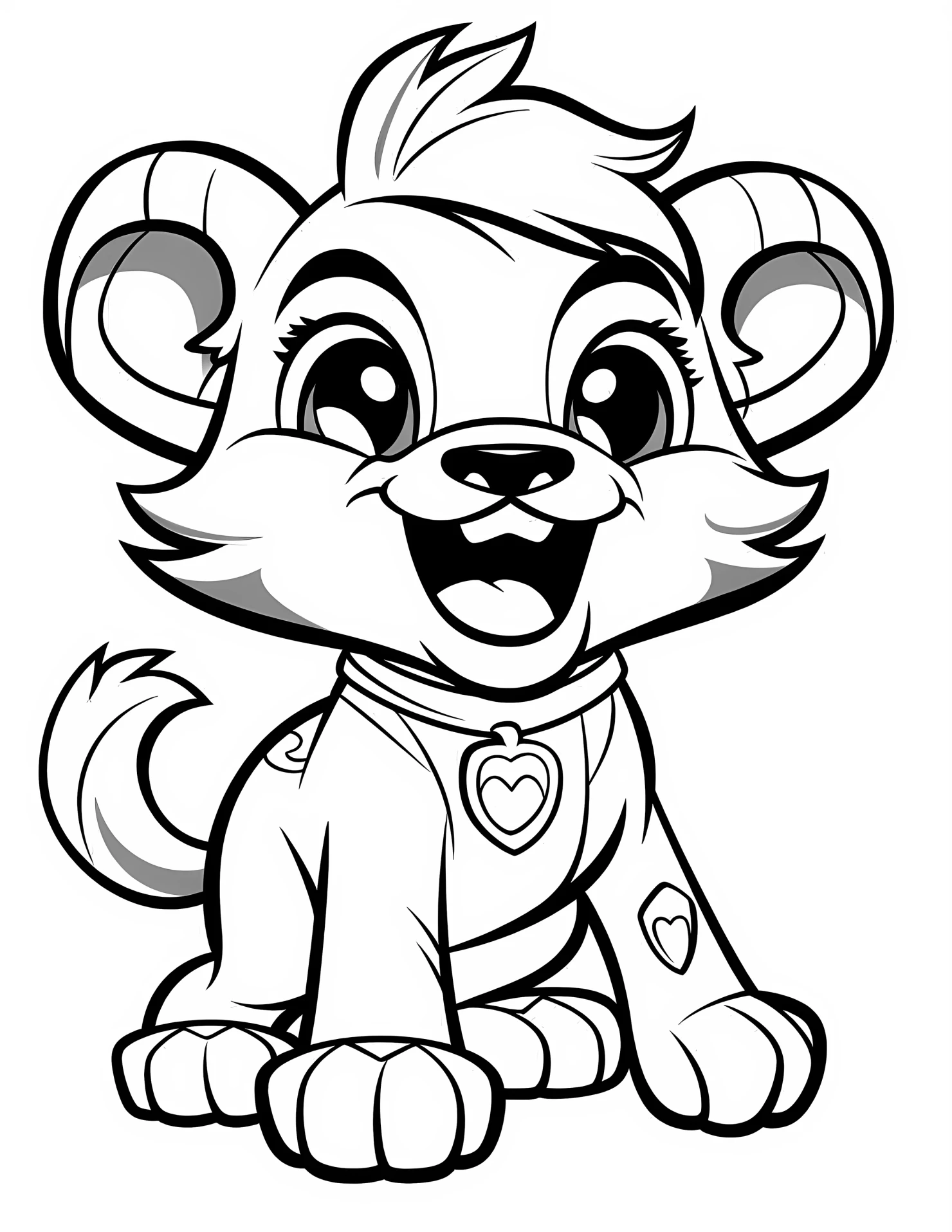 Lion for kids coloring page on white color background #31979
