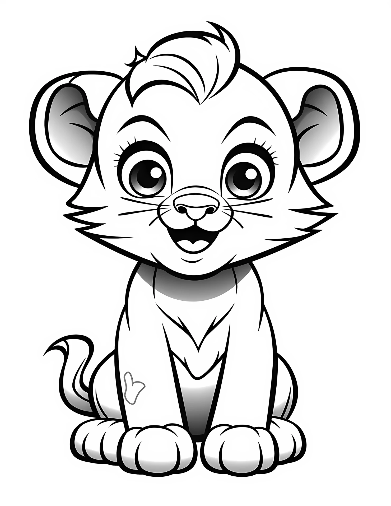 Lion for kids coloring page on white color background #31983