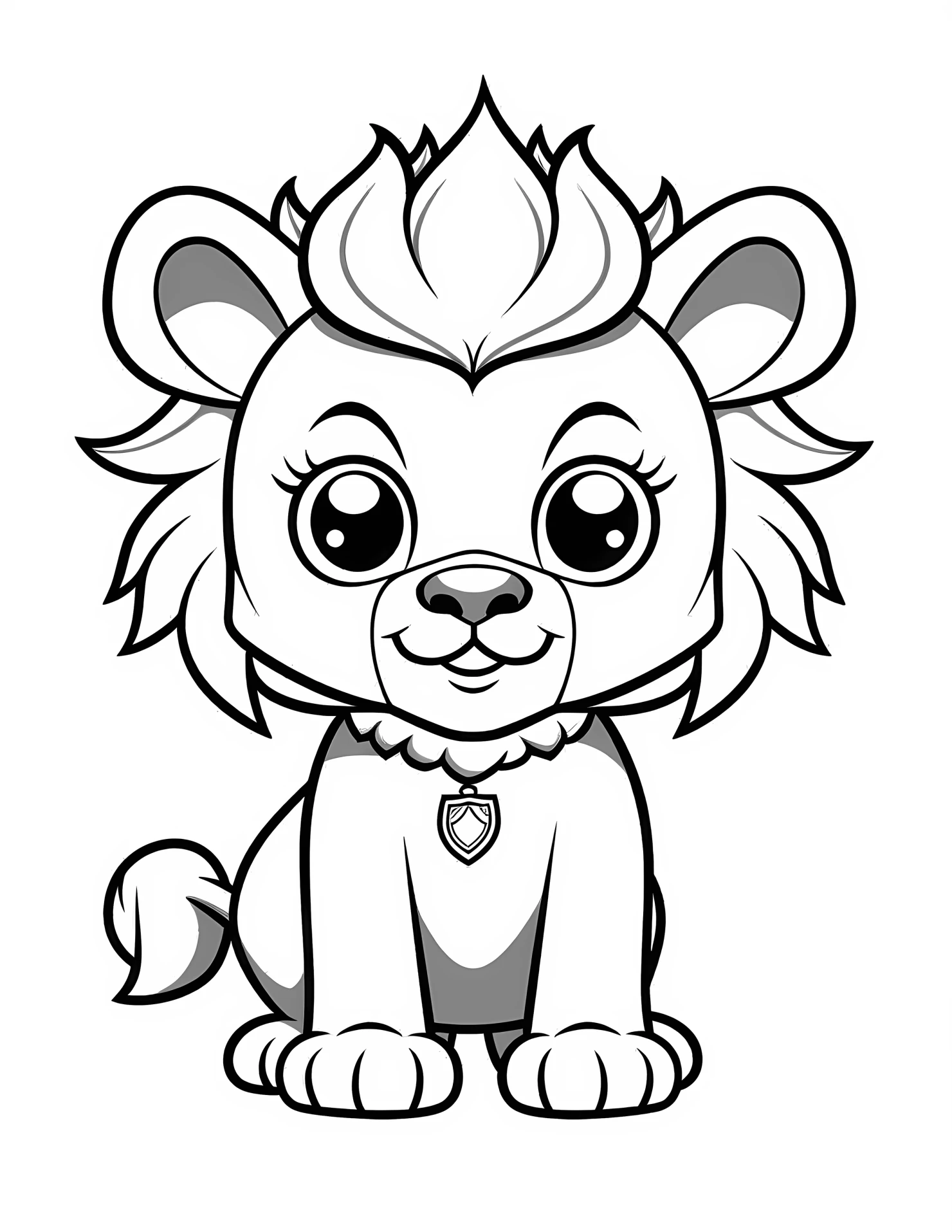Lion for kids coloring page on white color background #31986