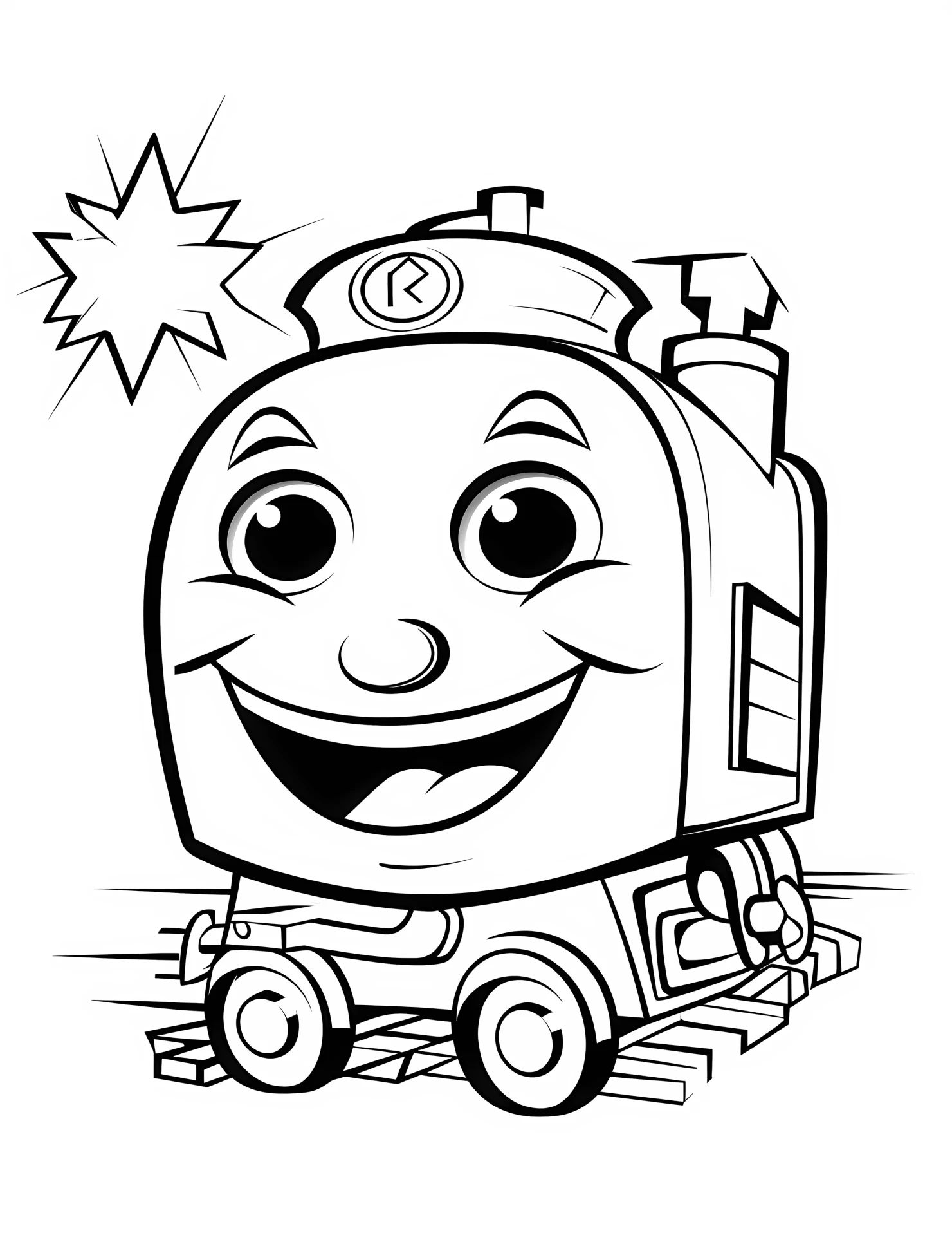Locomotive for kids coloring page on white color background #32001
