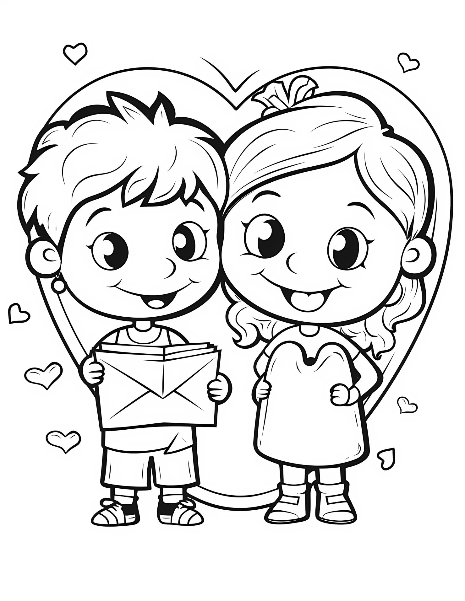 Love letter for kids coloring page on white color background #32016