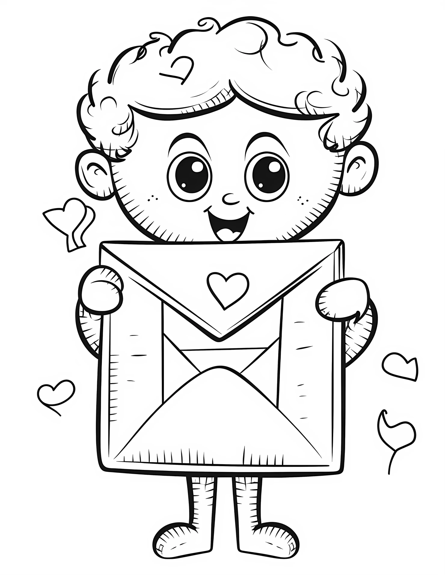 Love letter for kids coloring page on white color background #32017