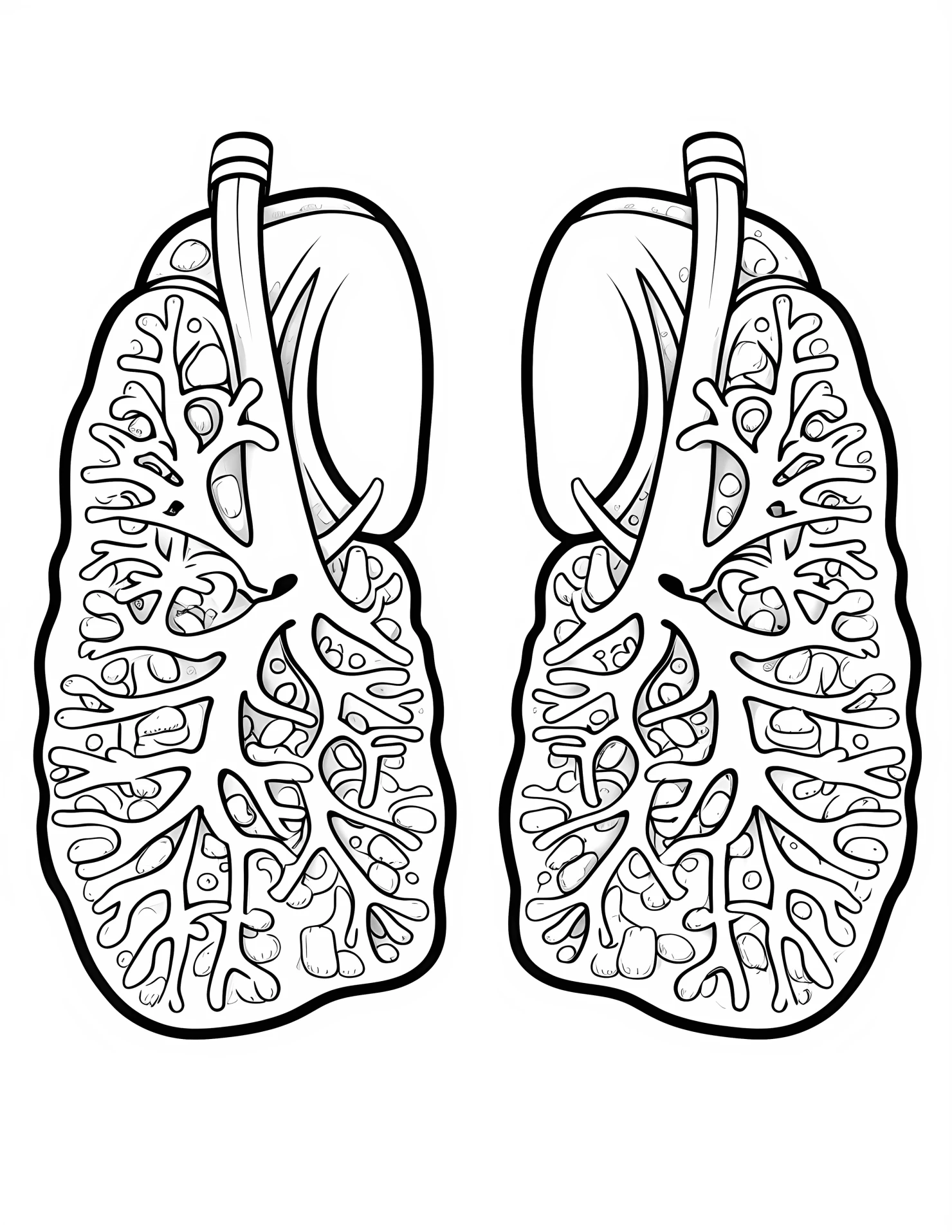 Lungs for kids coloring page on white color background #32018