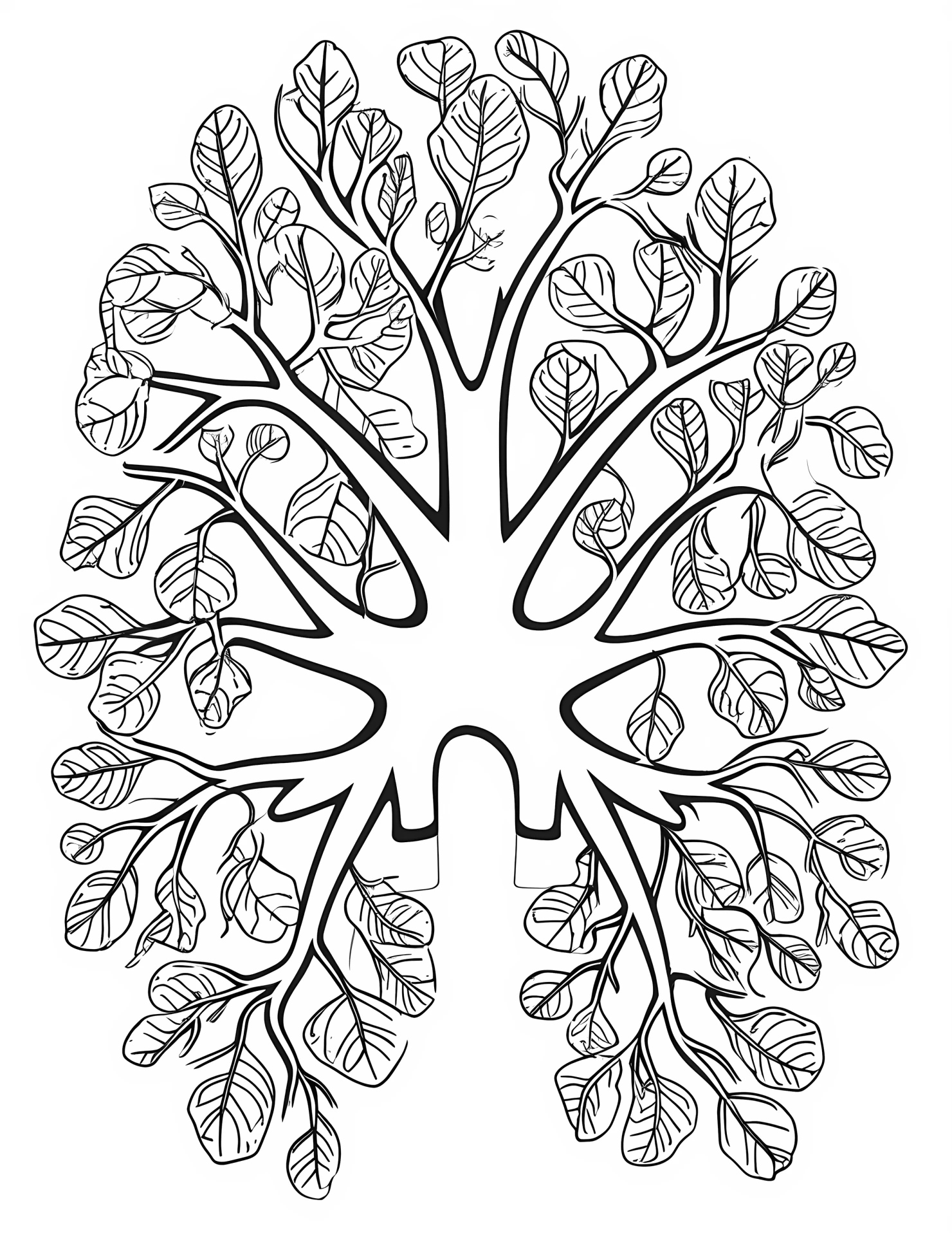 Lungs for kids coloring page on white color background #32021