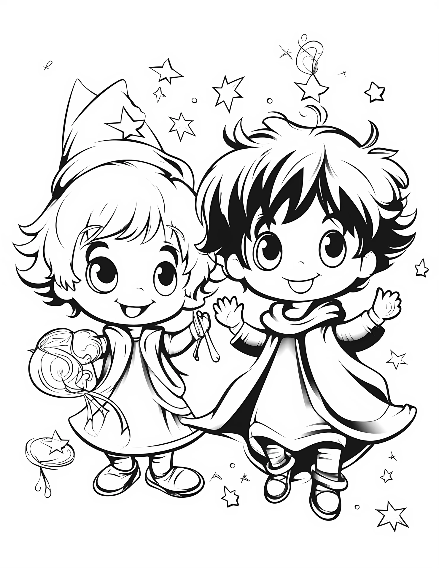 Magic for kids coloring page on white color background #32026