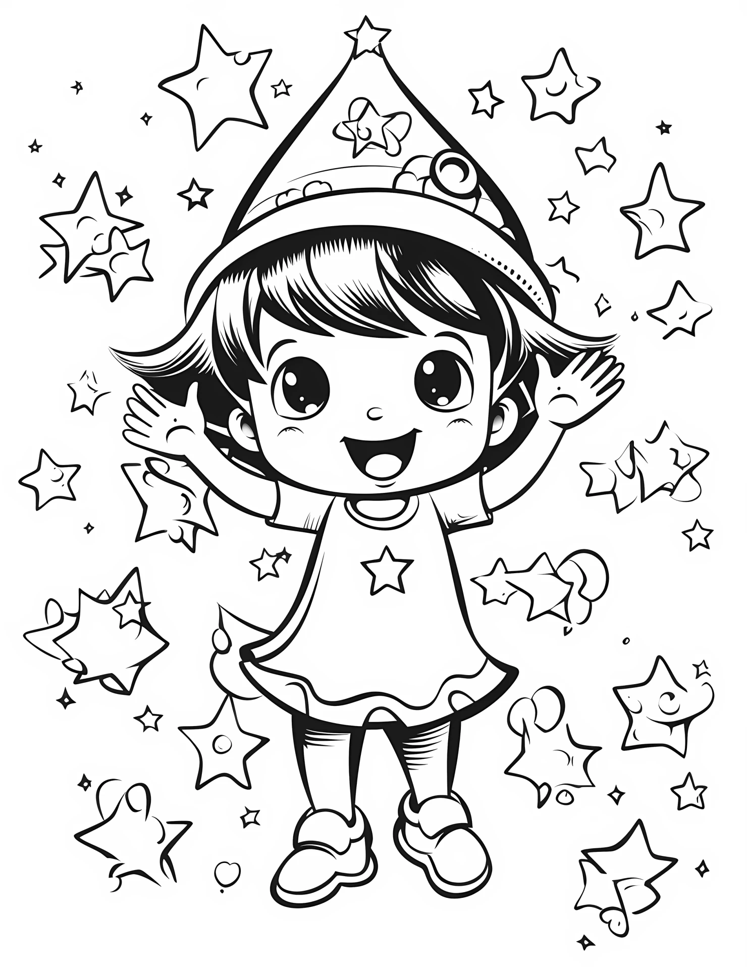 Magic for kids coloring page on white color background #32031