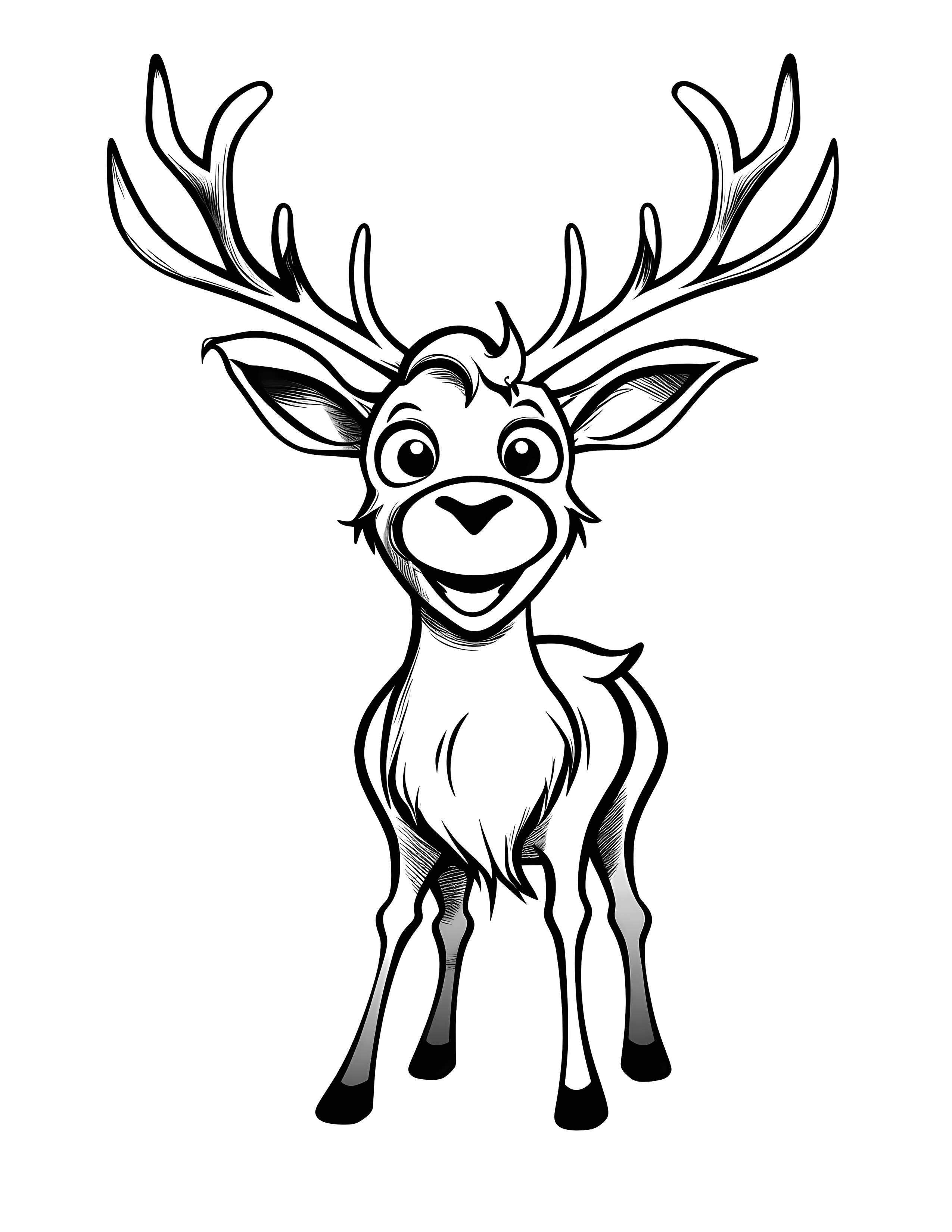 Reindeer for kids coloring page on white color background #32536