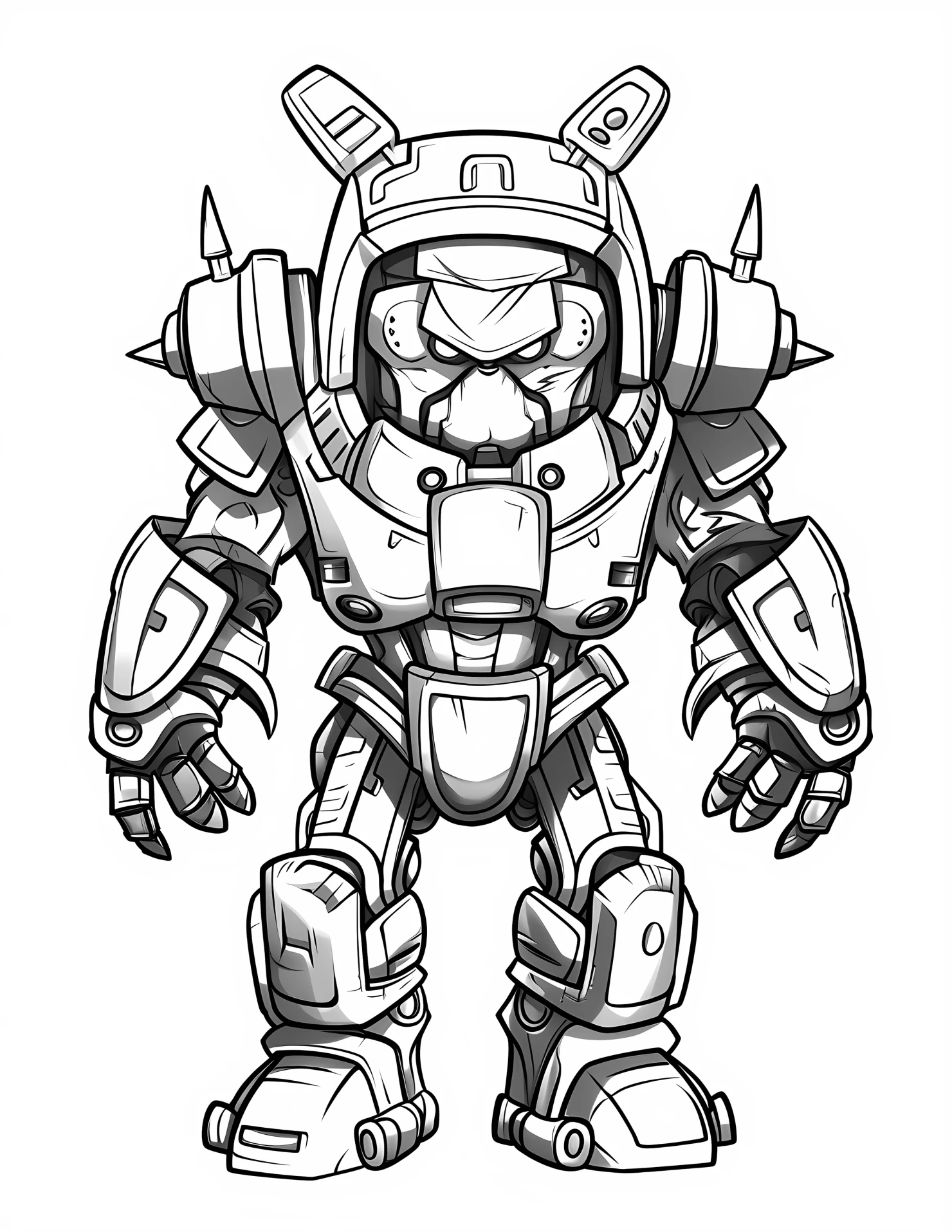 Mech warrior for kids coloring page on white color background #32058
