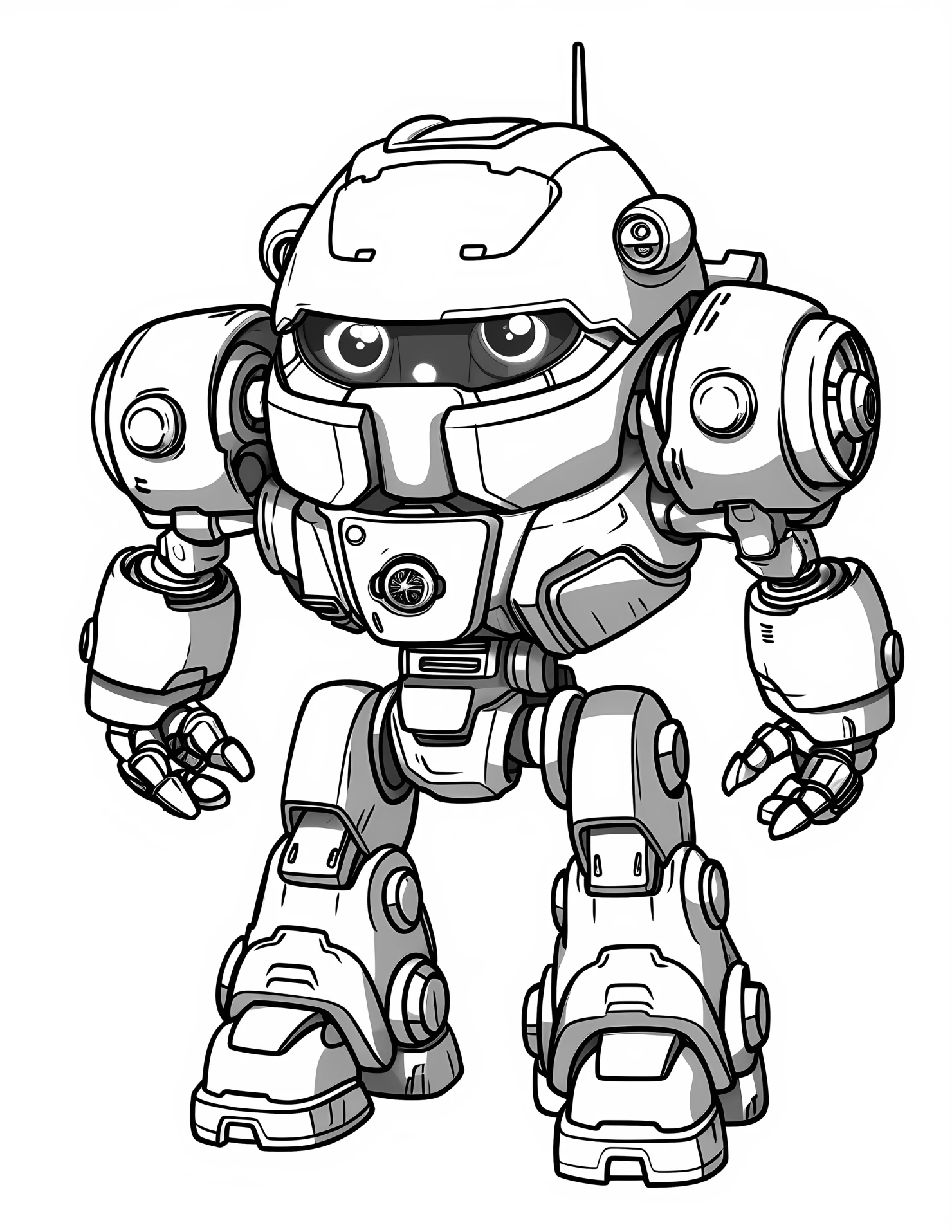 Mech warrior for kids coloring page on white color background #32059