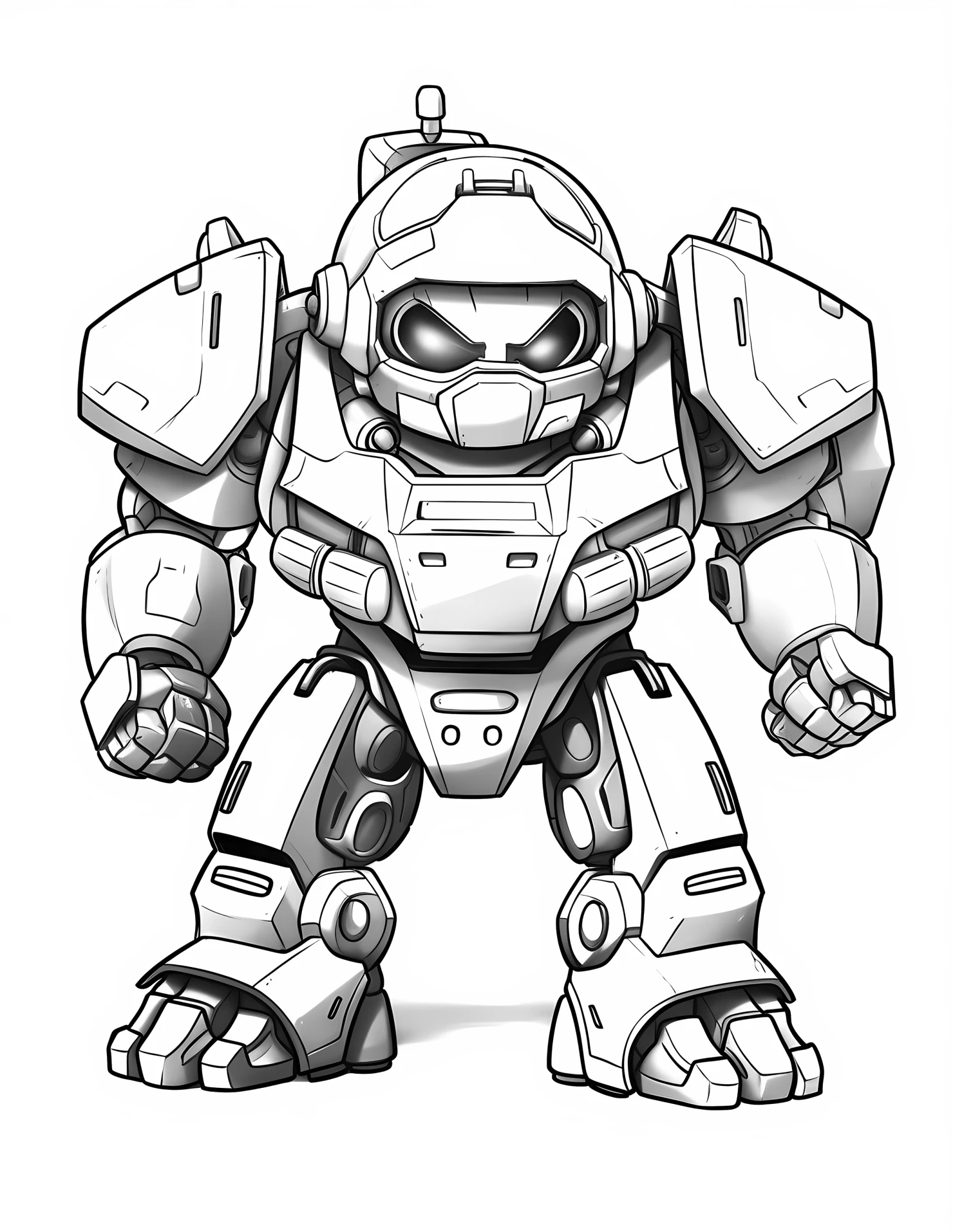 Mech warrior for kids coloring page on white color background #32060
