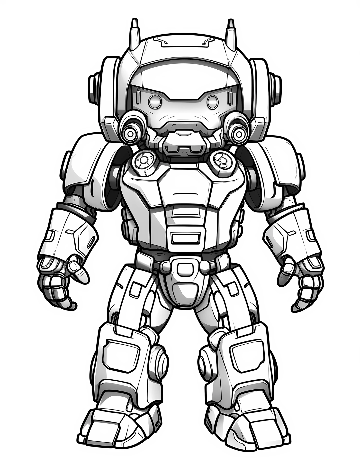 Mech warrior for kids coloring page on white color background #32061