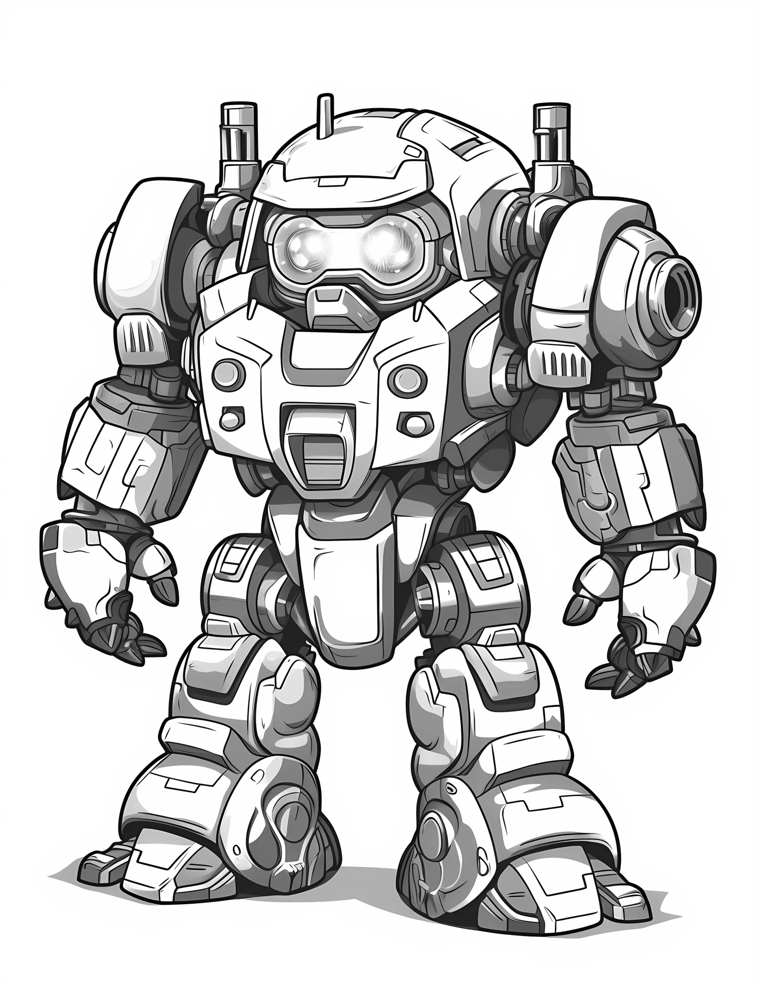 Mech warrior for kids coloring page on white color background #32065