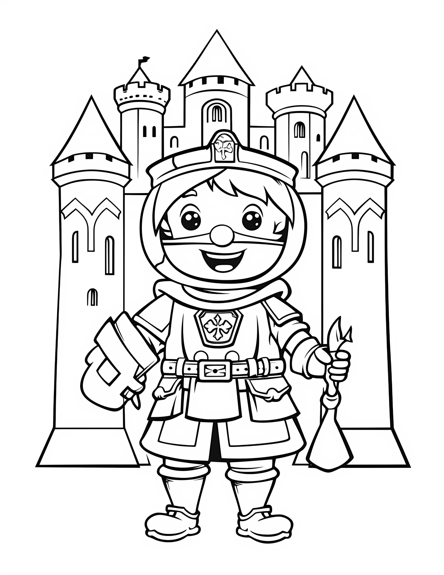 Medieval for kids coloring page on white color background #32071