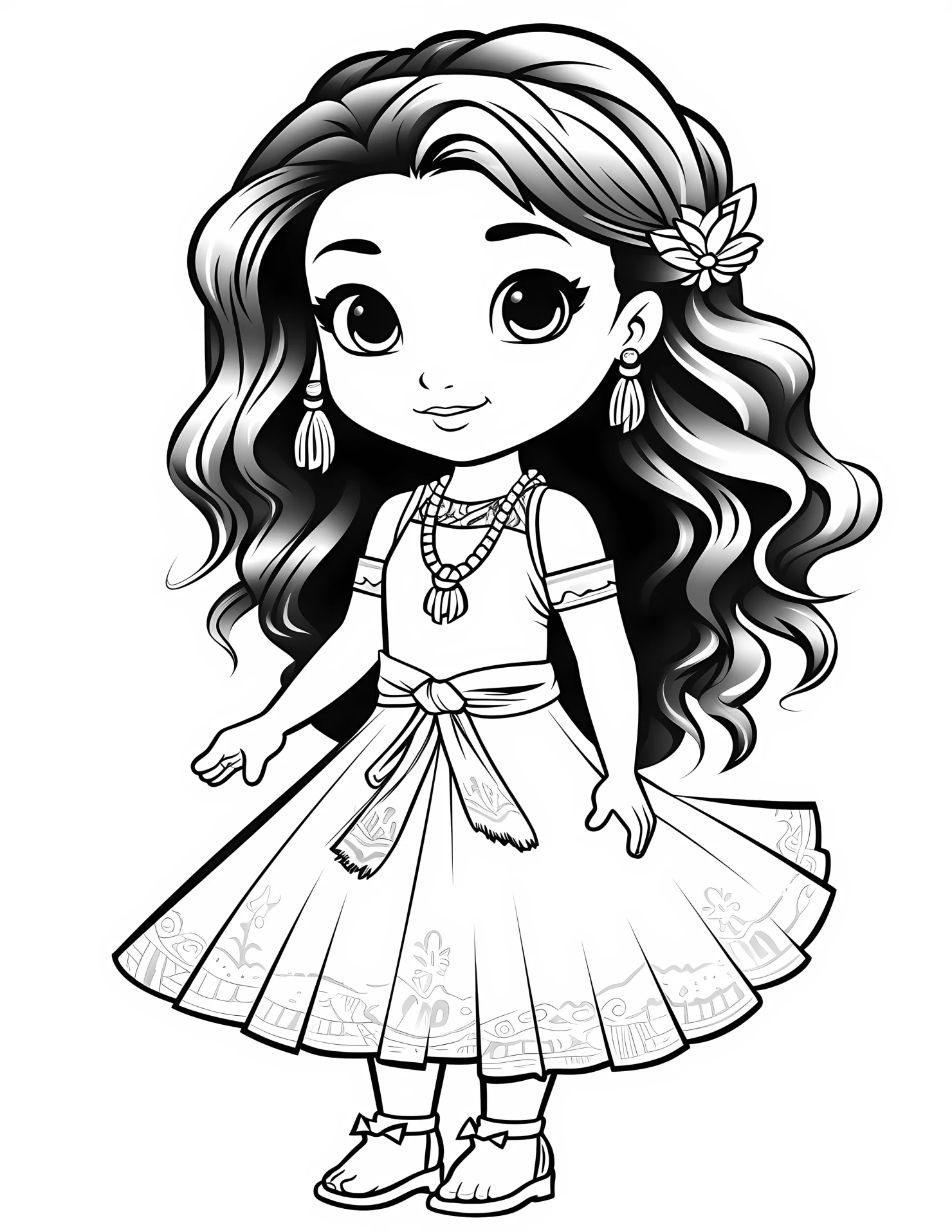 Moana for kids coloring page on white color background #32107