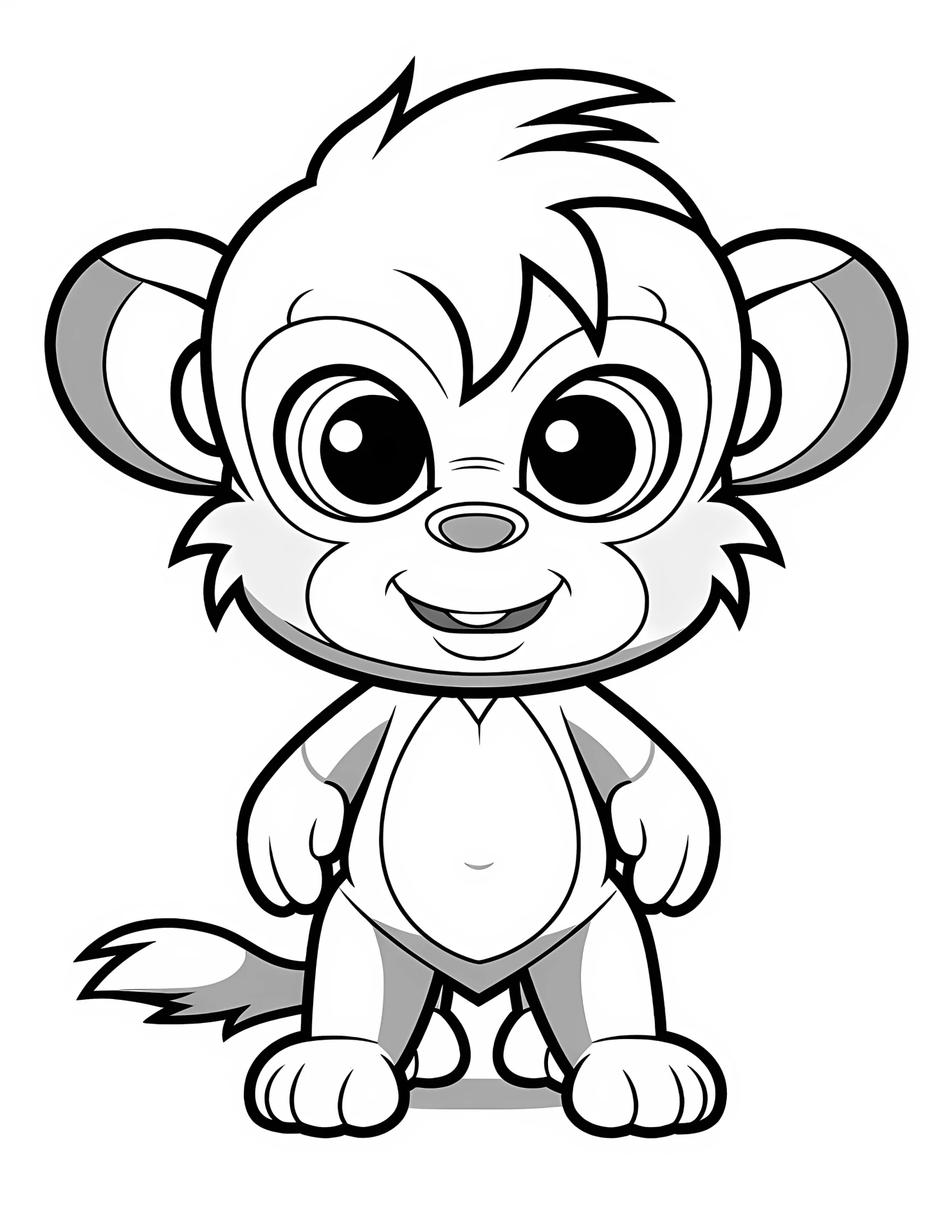 Monkey for kids coloring page on white color background #32110
