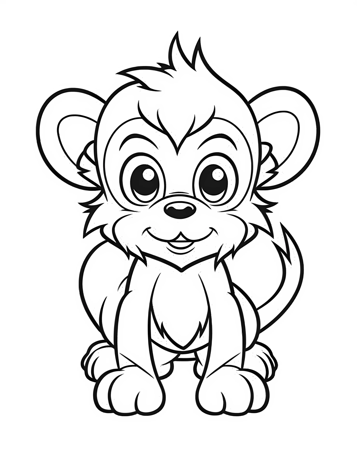 Monkey for kids coloring page on white color background #32111