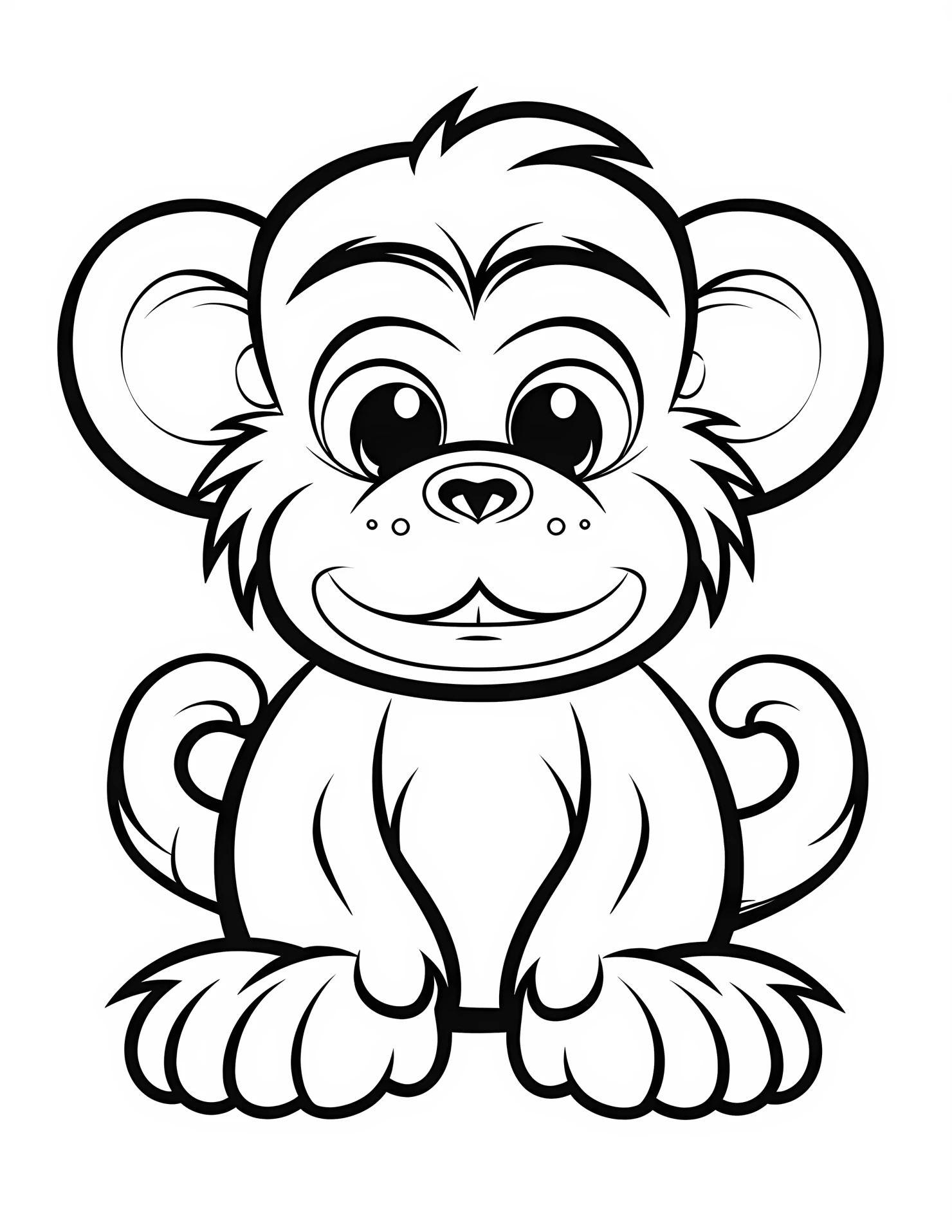 Monkey for kids coloring page on white color background #32112