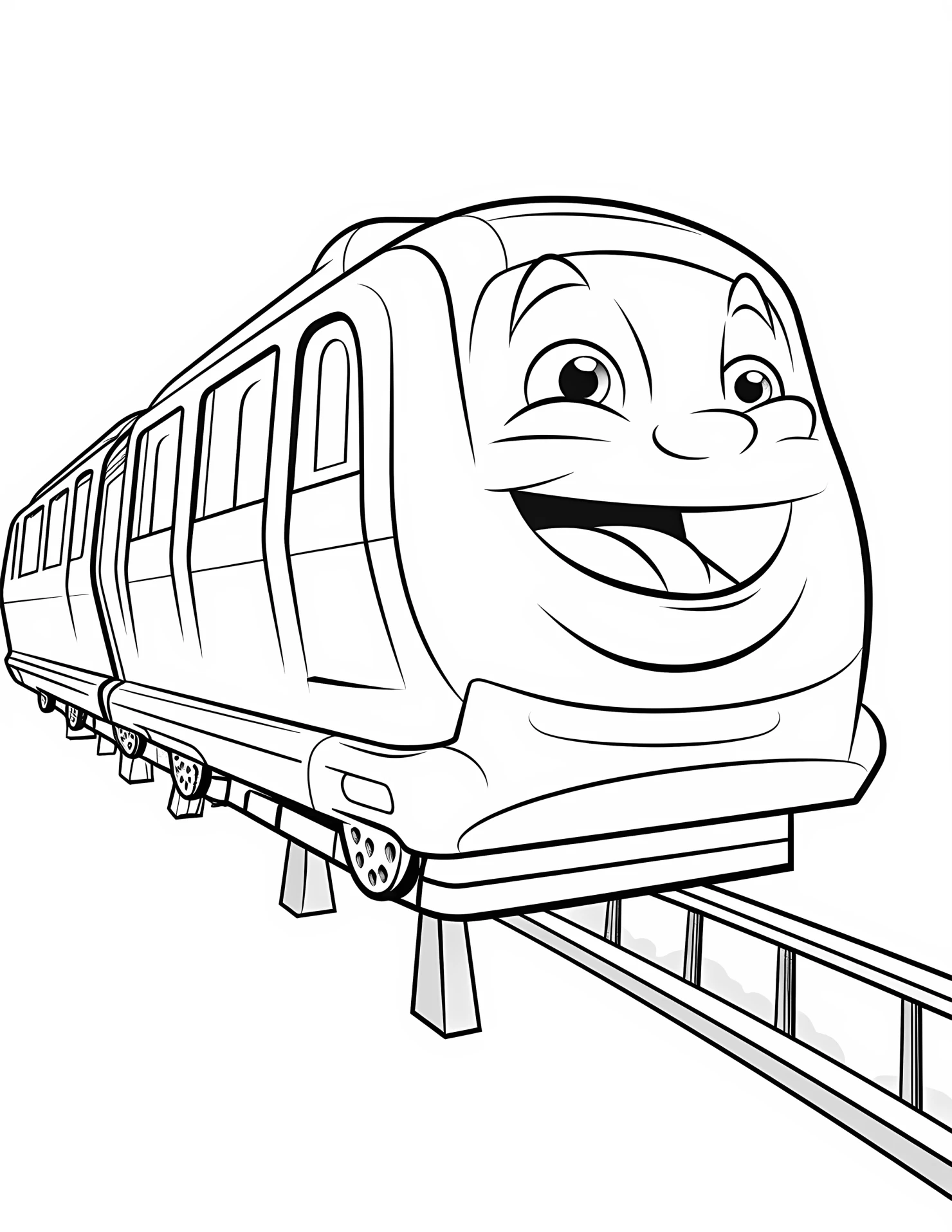Monorail for kids coloring page on white color background #32117