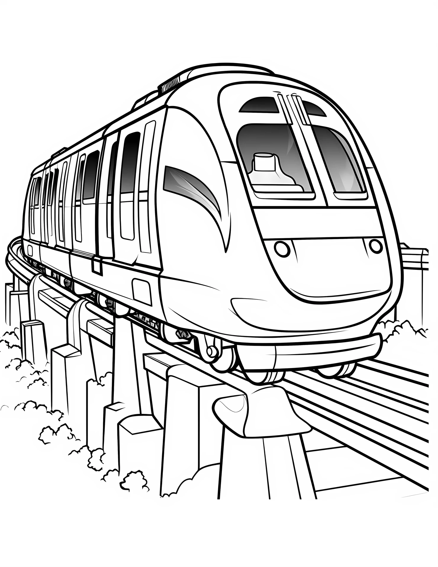 Monorail for kids coloring page on white color background #32119