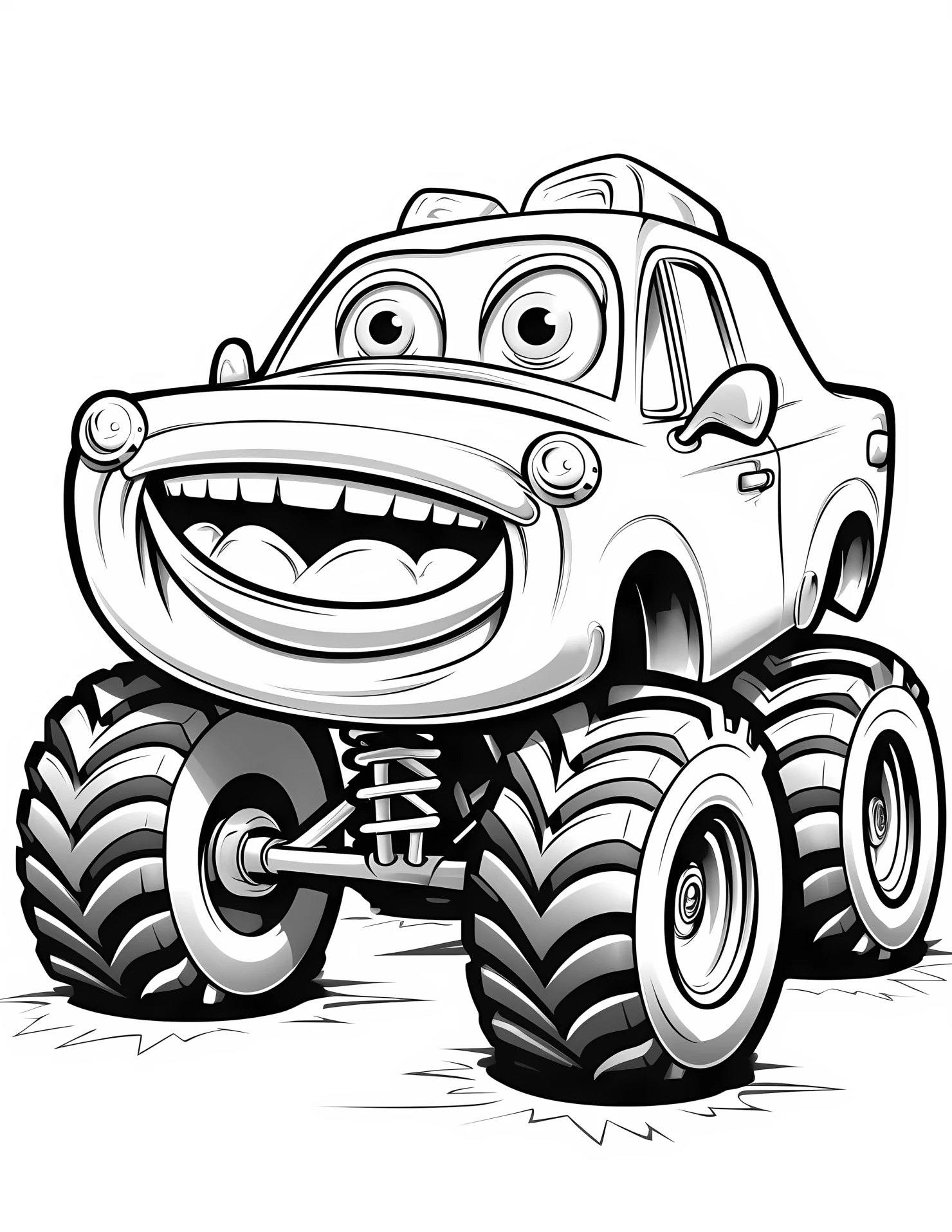 Monster truck for kids coloring page on white color background #32128