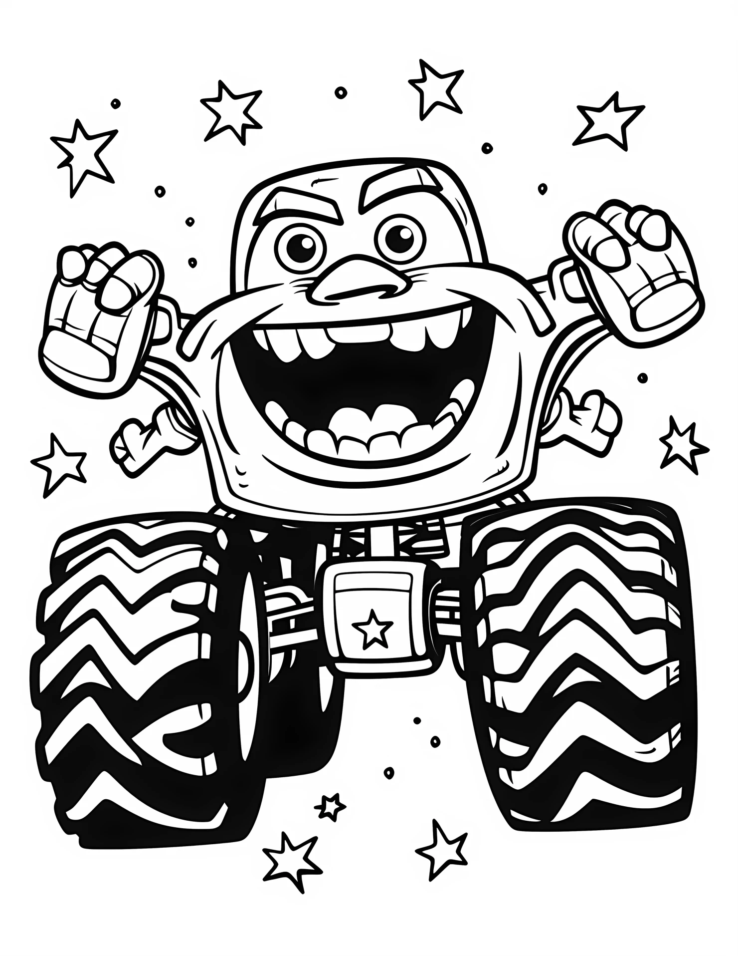 Monster truck for kids coloring page on white color background #32129