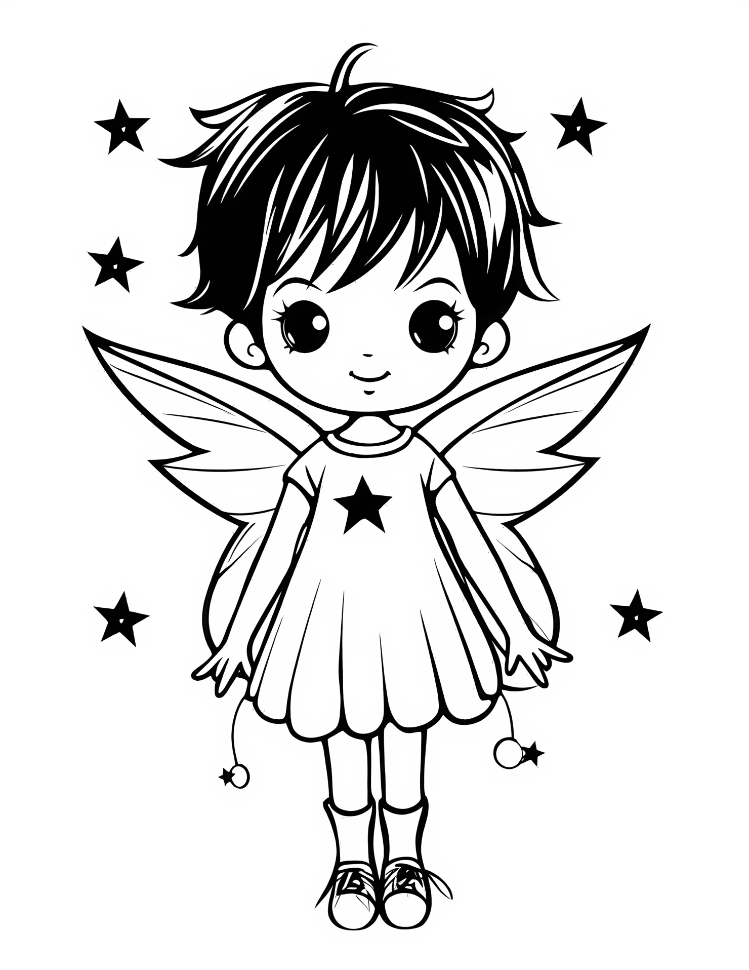 Moon fairy for kids coloring page on white color background #32142