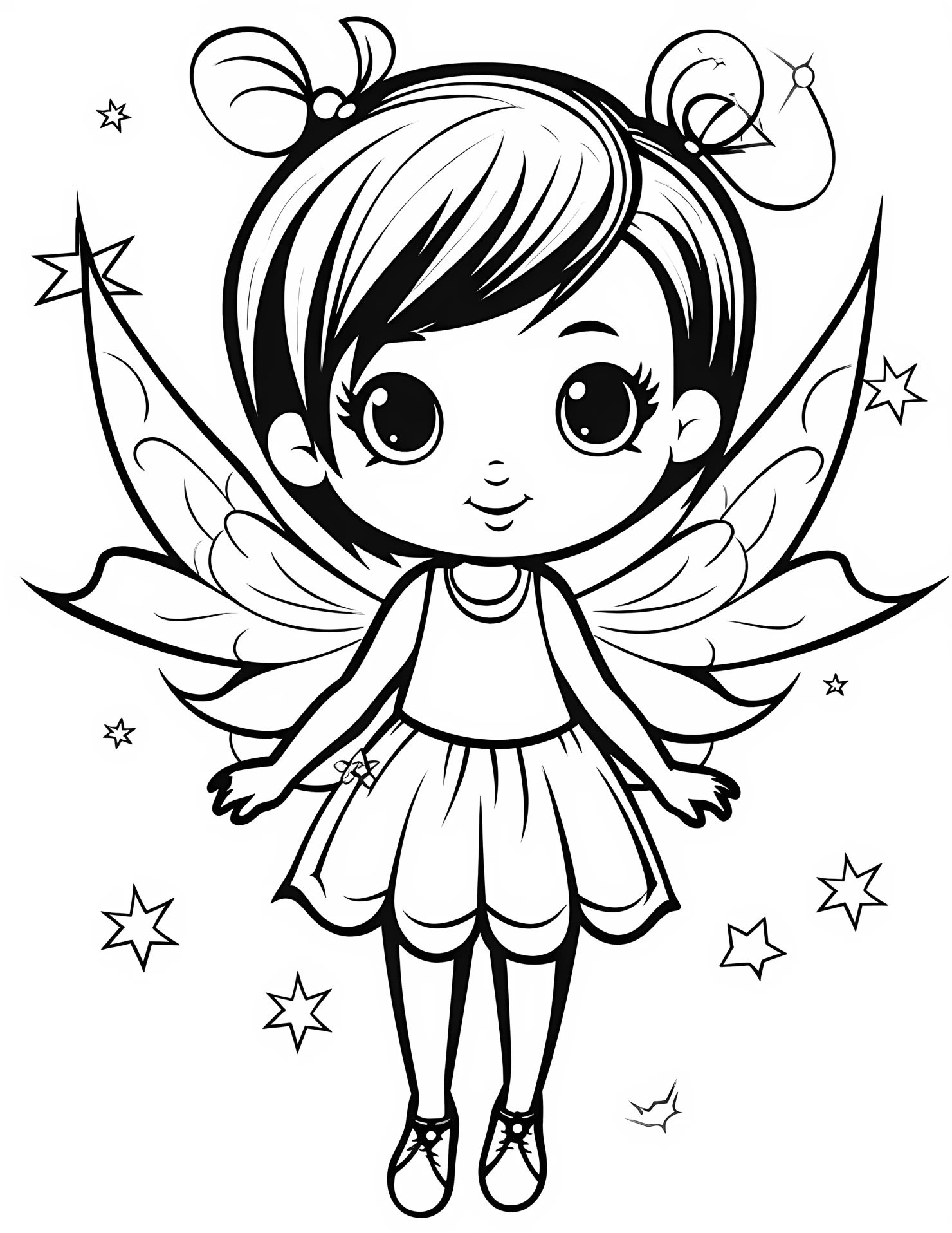 Moon fairy for kids coloring page on white color background #32143