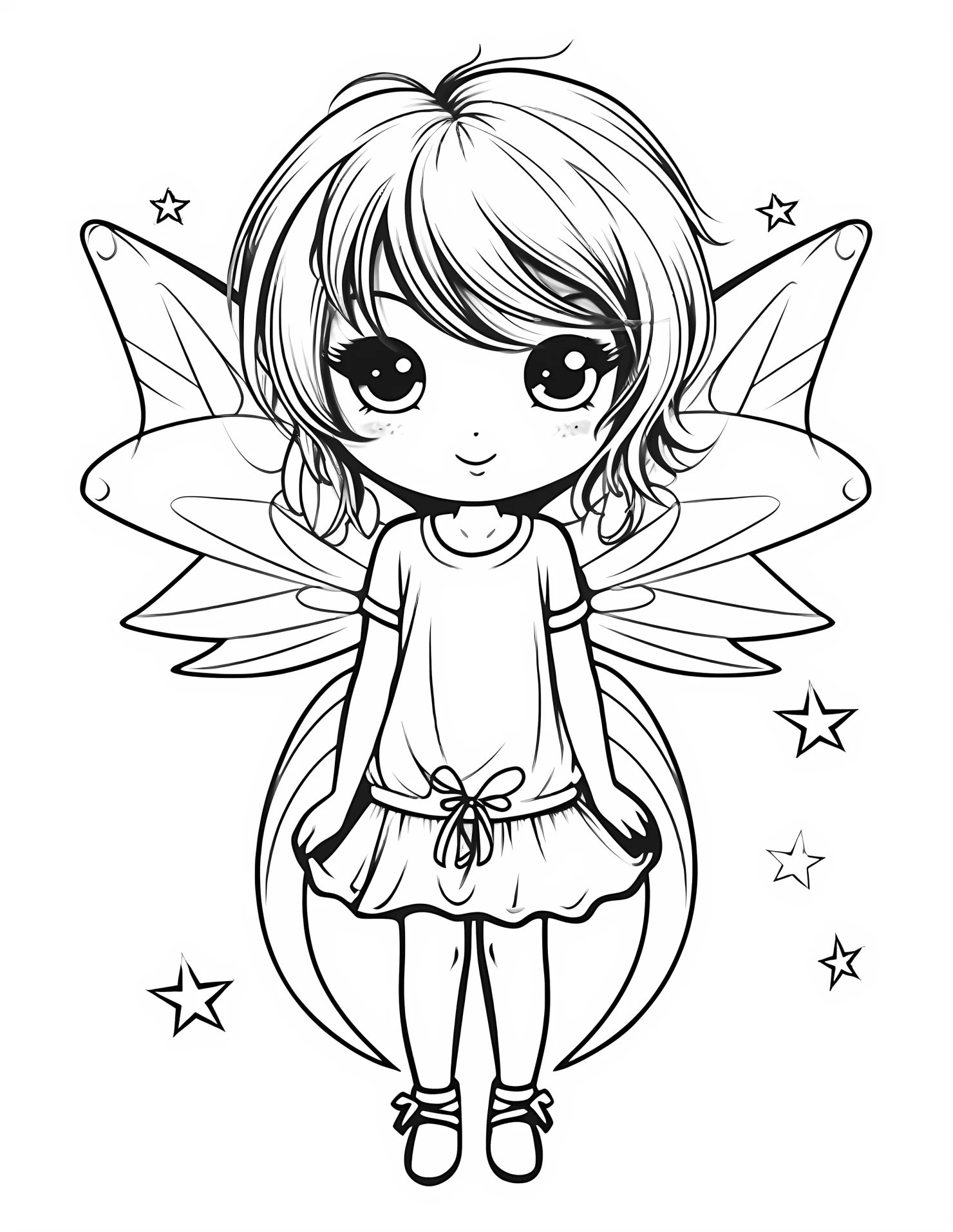 Moon fairy for kids coloring page on white color background #32145