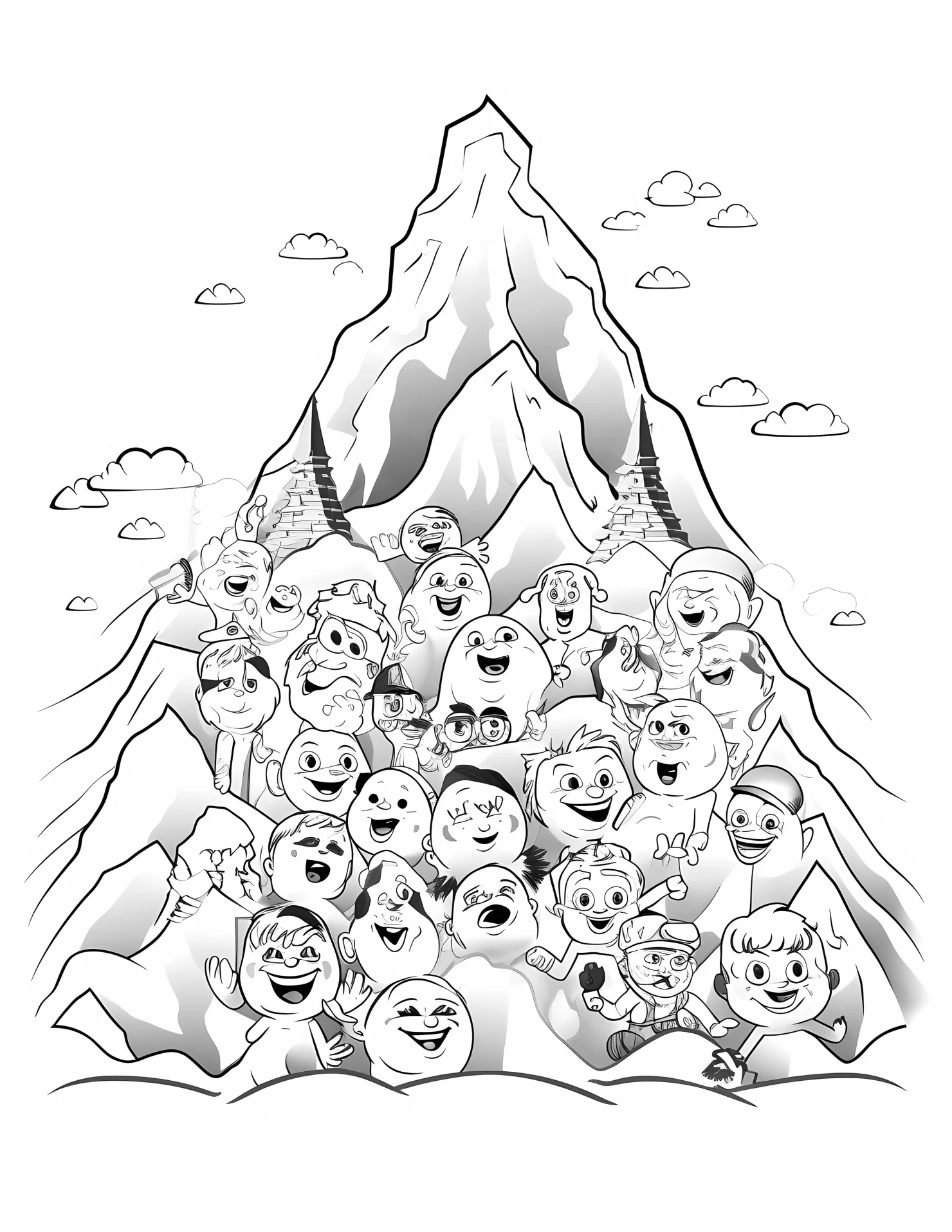 Mountain for kids coloring page on white color background #32152