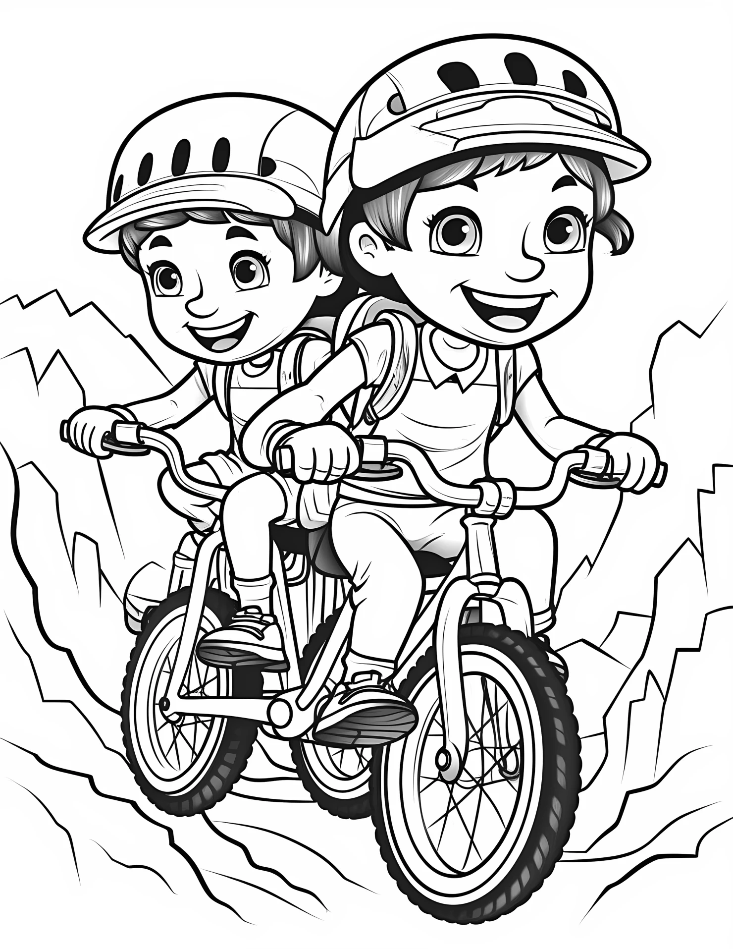 Mountain bike for kids coloring page on white color background #32154