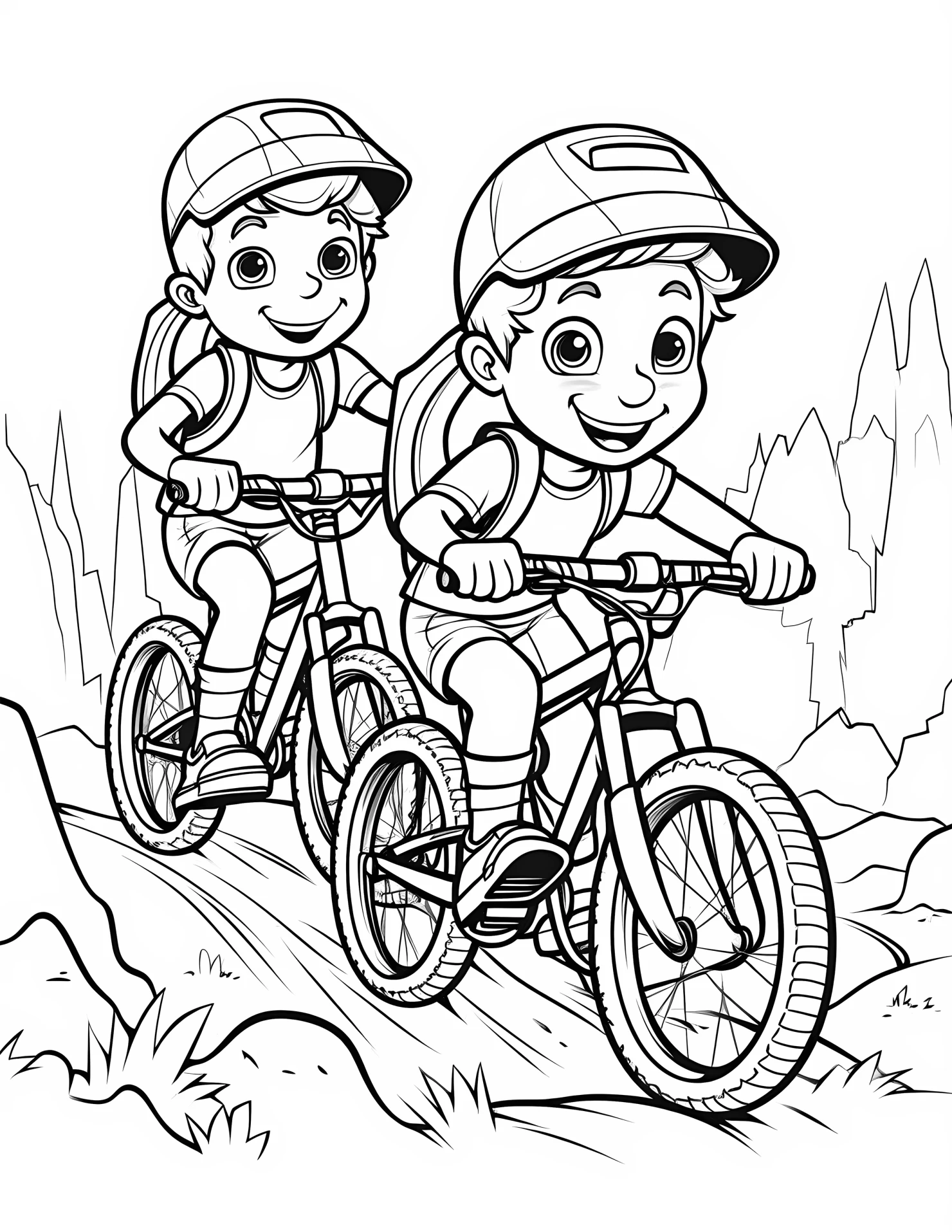 Mountain bike for kids coloring page on white color background #32156