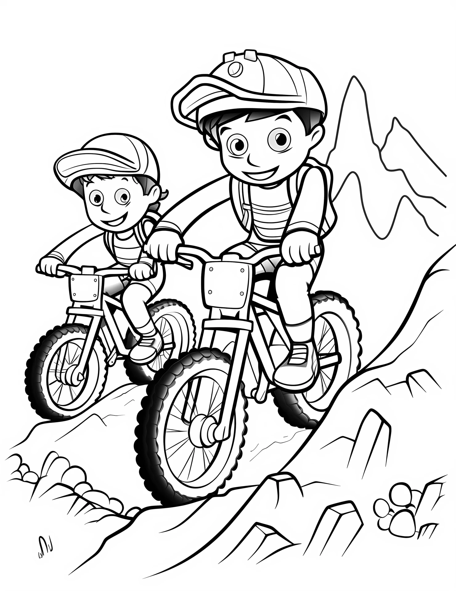 Mountain bike for kids coloring page on white color background #32157