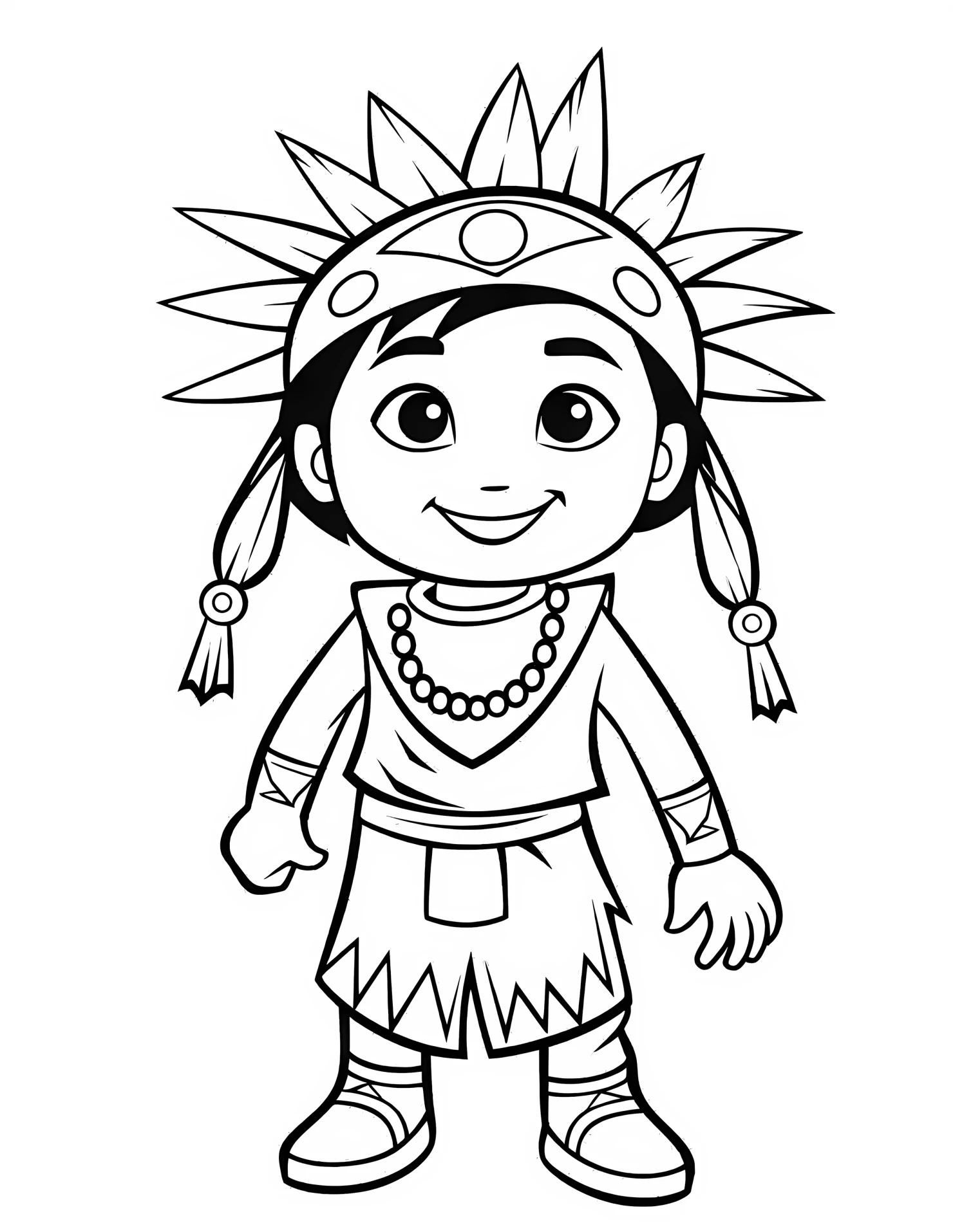 Native American for kids coloring page on white color background #32197