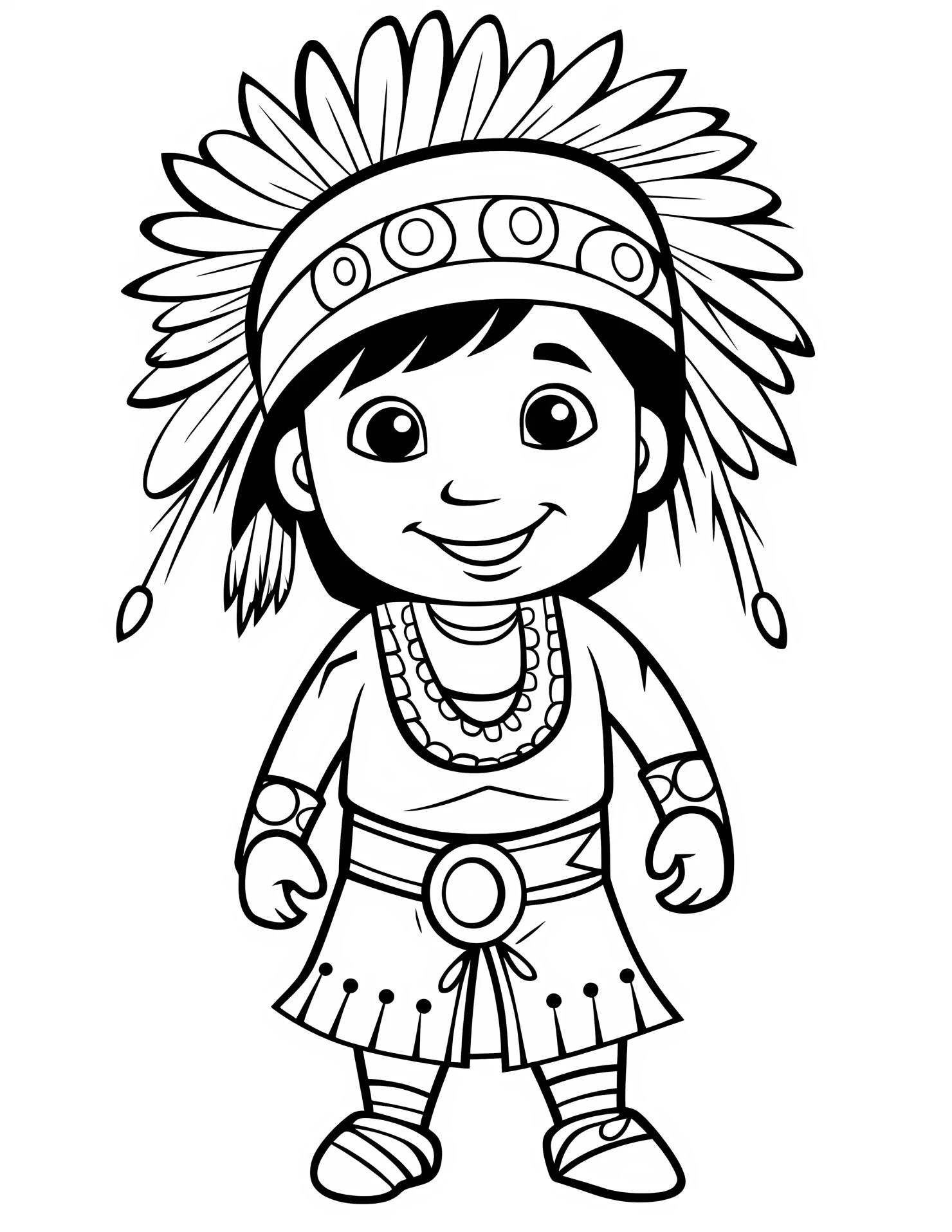 Native American for kids coloring page on white color background #32198