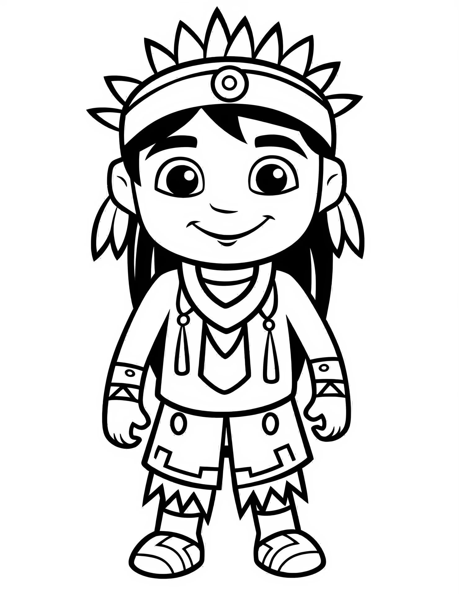 Native American for kids coloring page on white color background #32199