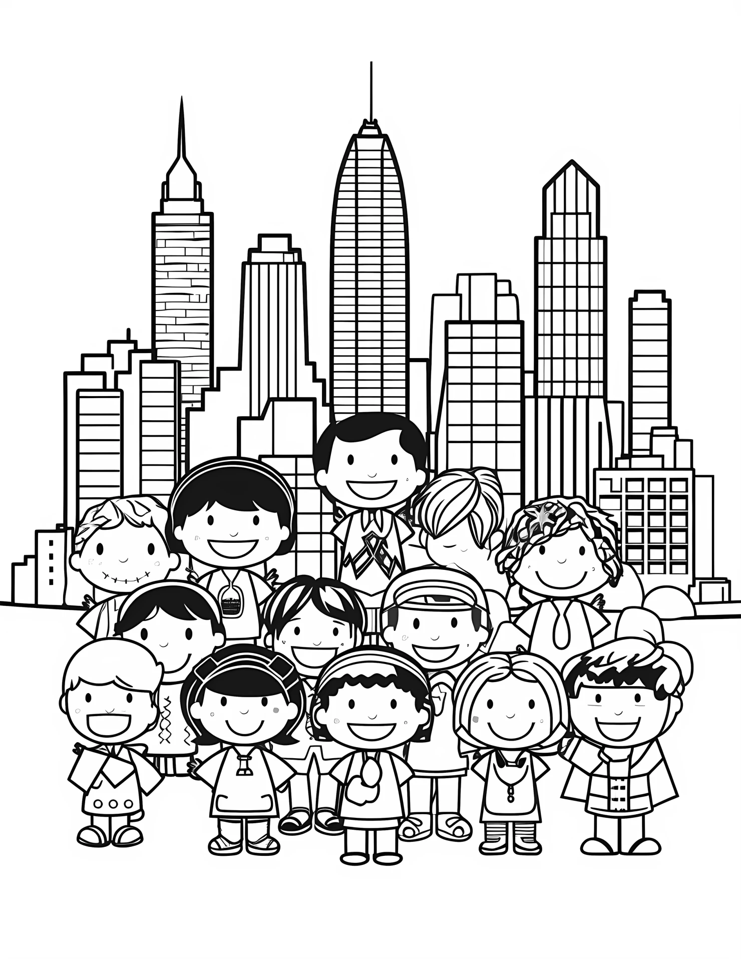 New York city for kids coloring page on white color background #32212