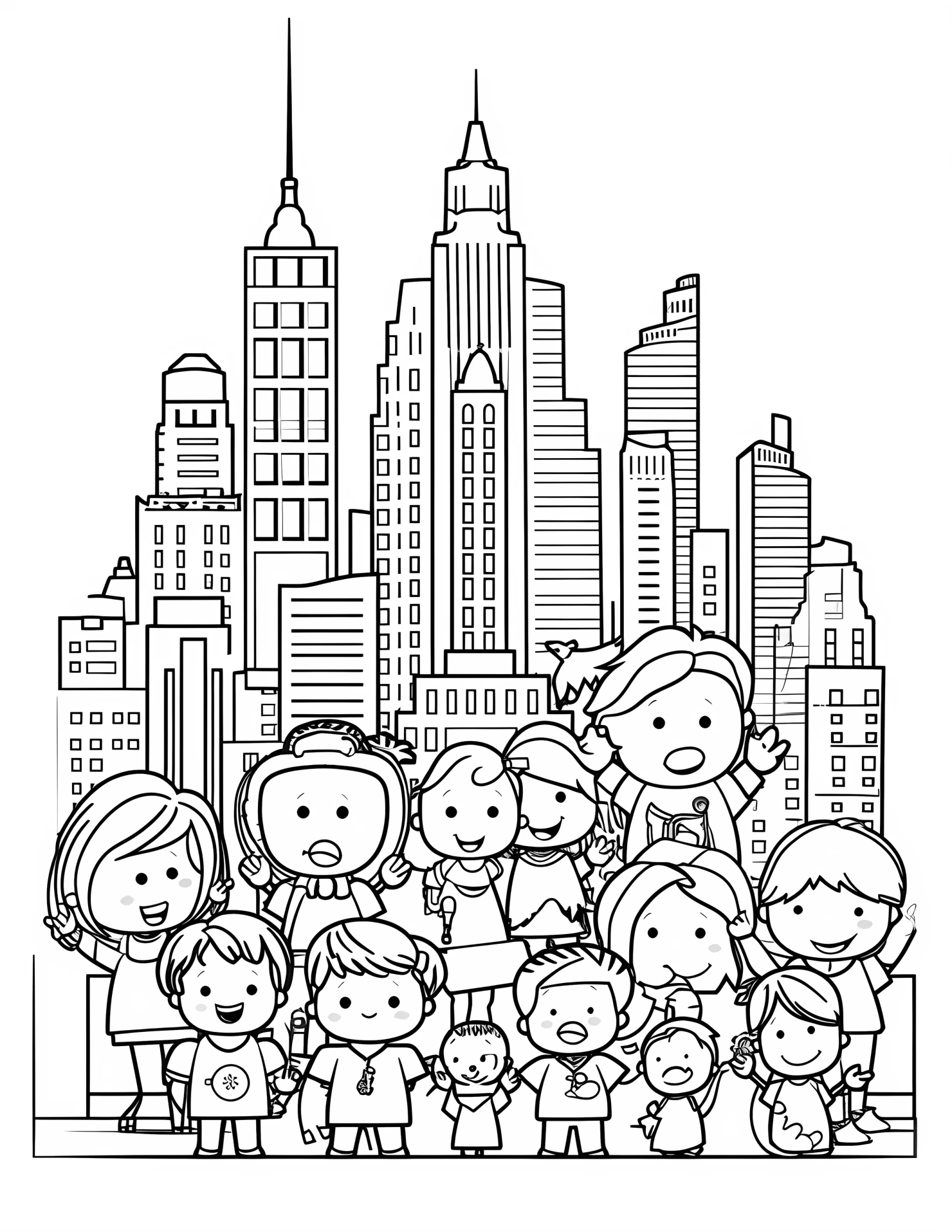 New York city for kids coloring page on white color background #32213