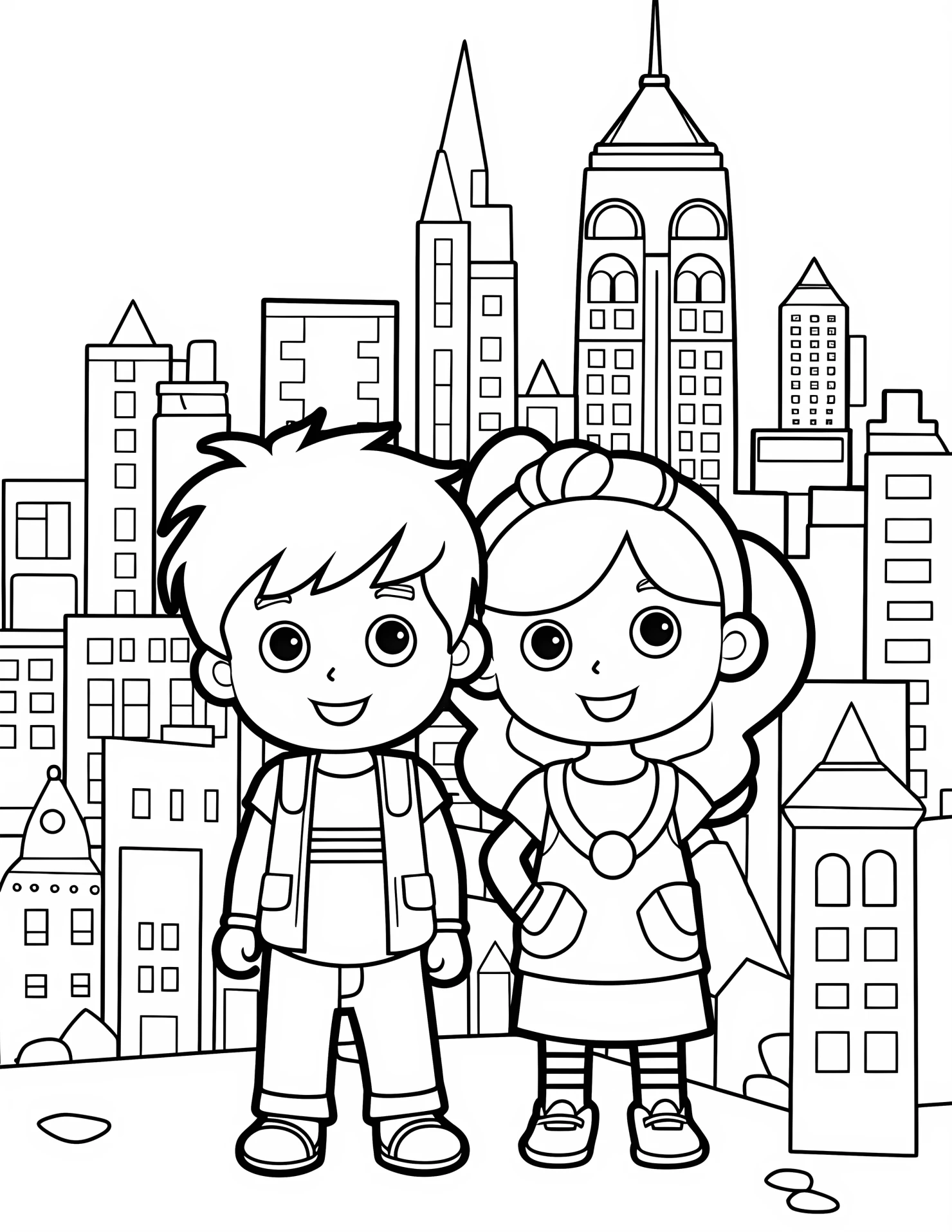 New York city for kids coloring page on white color background #32215