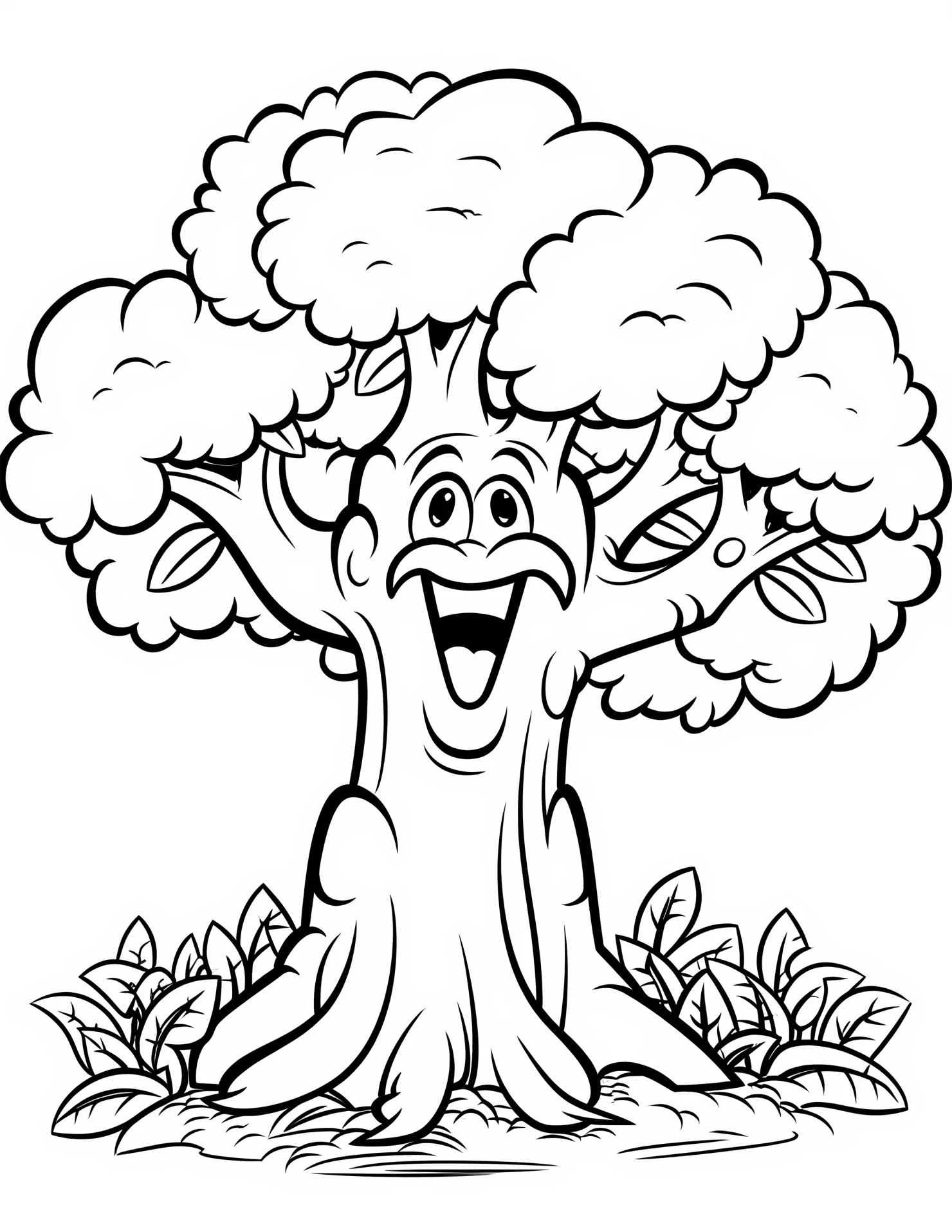 Oak tree for kids coloring page on white color background #32220