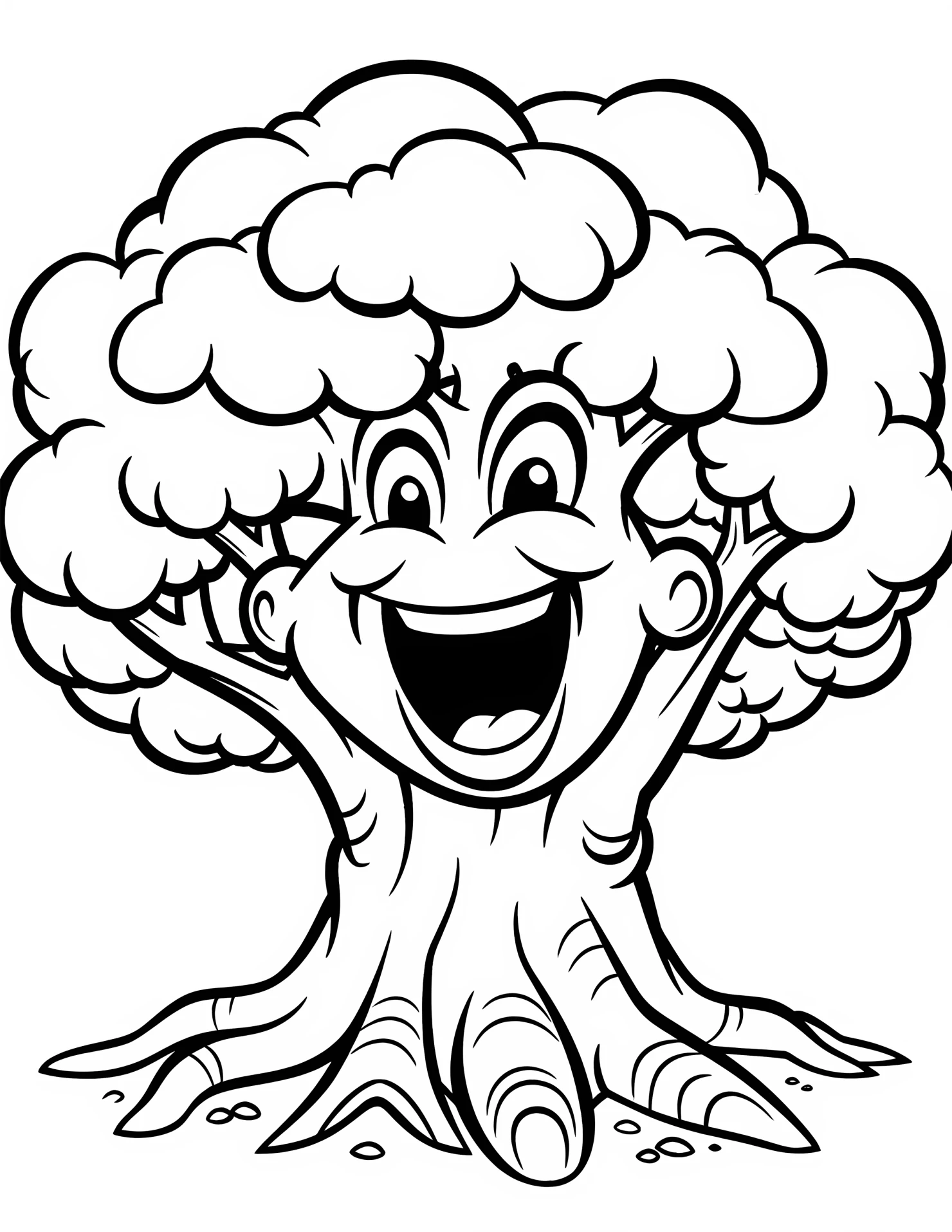 Oak tree for kids coloring page on white color background #32223