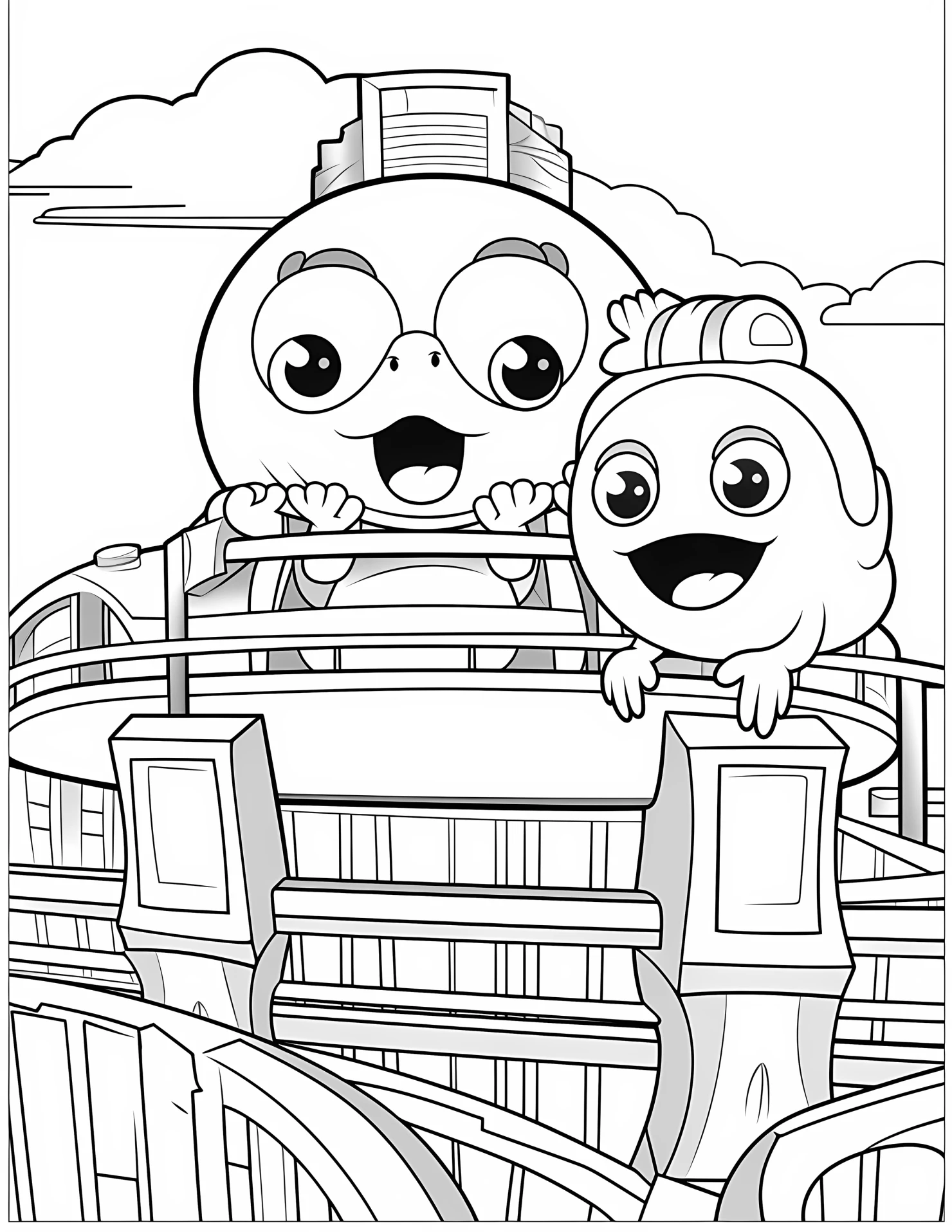 Observation deck for kids coloring page on white color background #32224