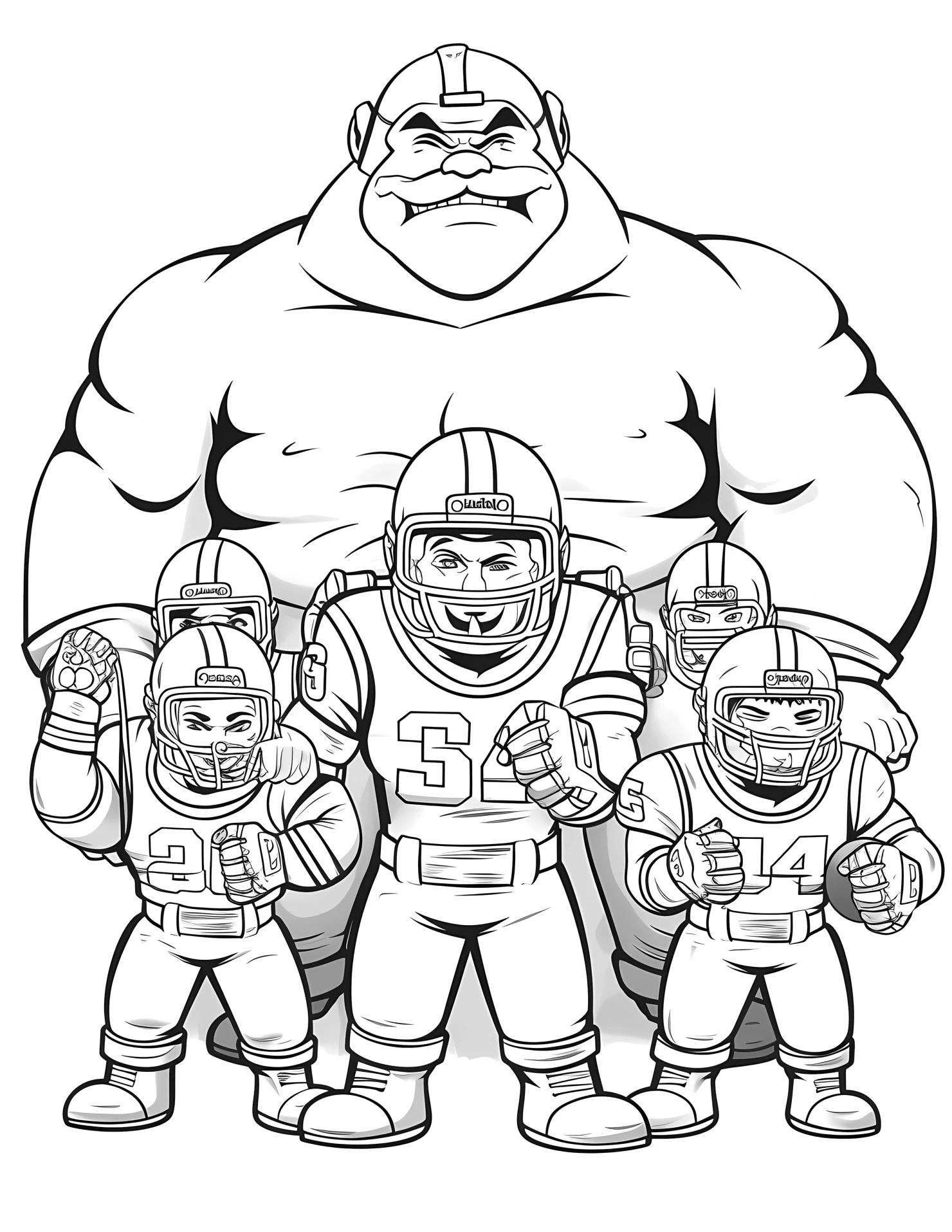 Offensive line for kids coloring page on white color background #32240