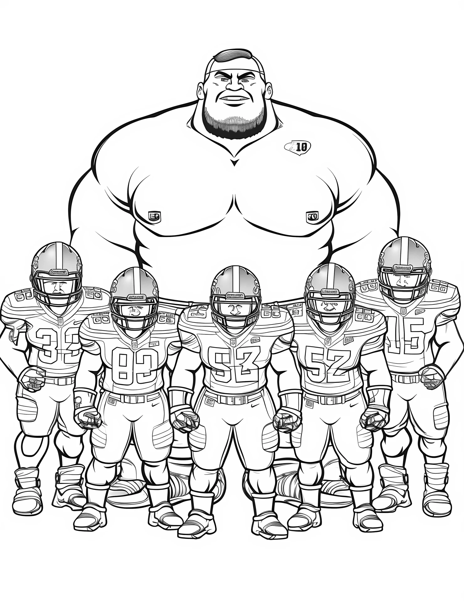 Offensive line for kids coloring page on white color background #32241