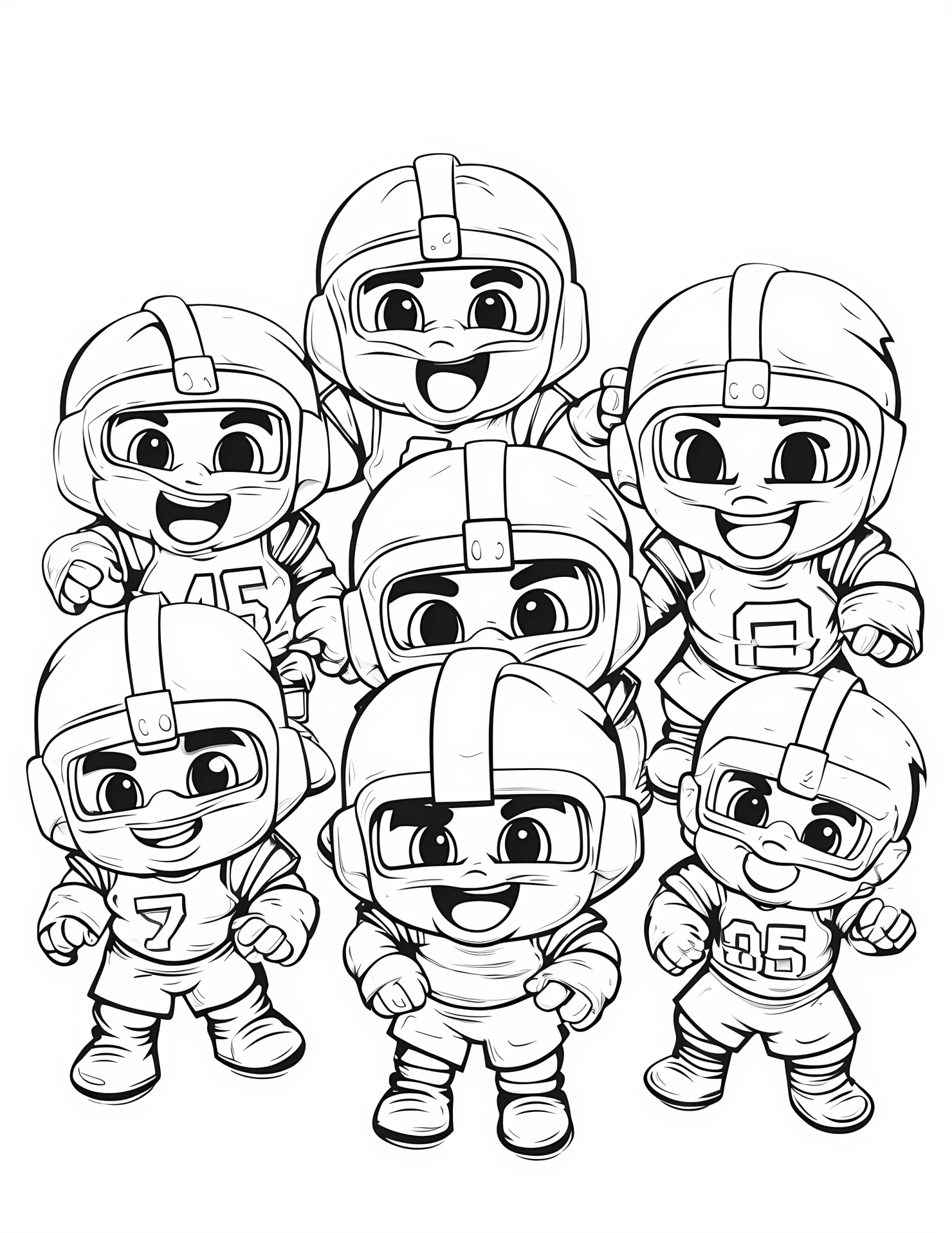 Offensive line for kids coloring page on white color background #32242