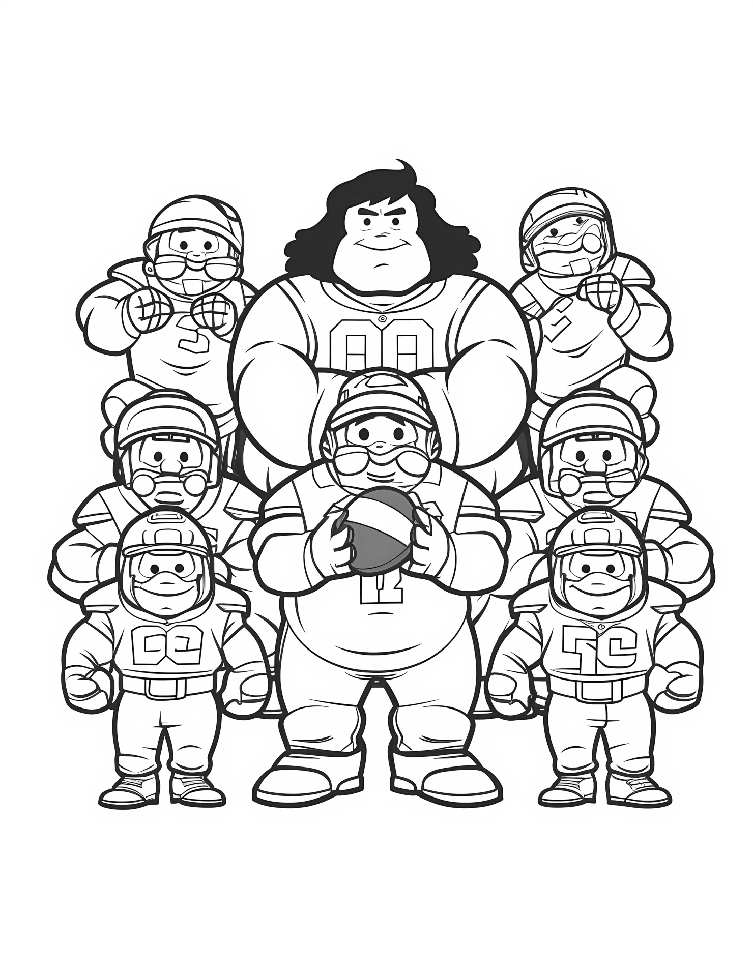 Offensive line for kids coloring page on white color background #32243
